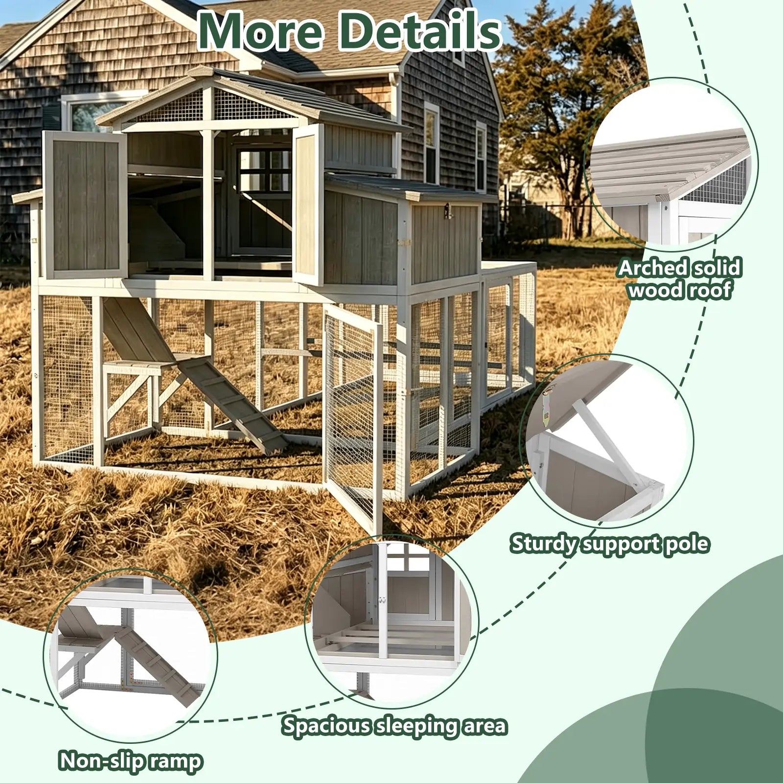 Large Expandable Chicken Coop – Predator-Proof Modular Hen House with Run (PET85 + PET88 Extensions)