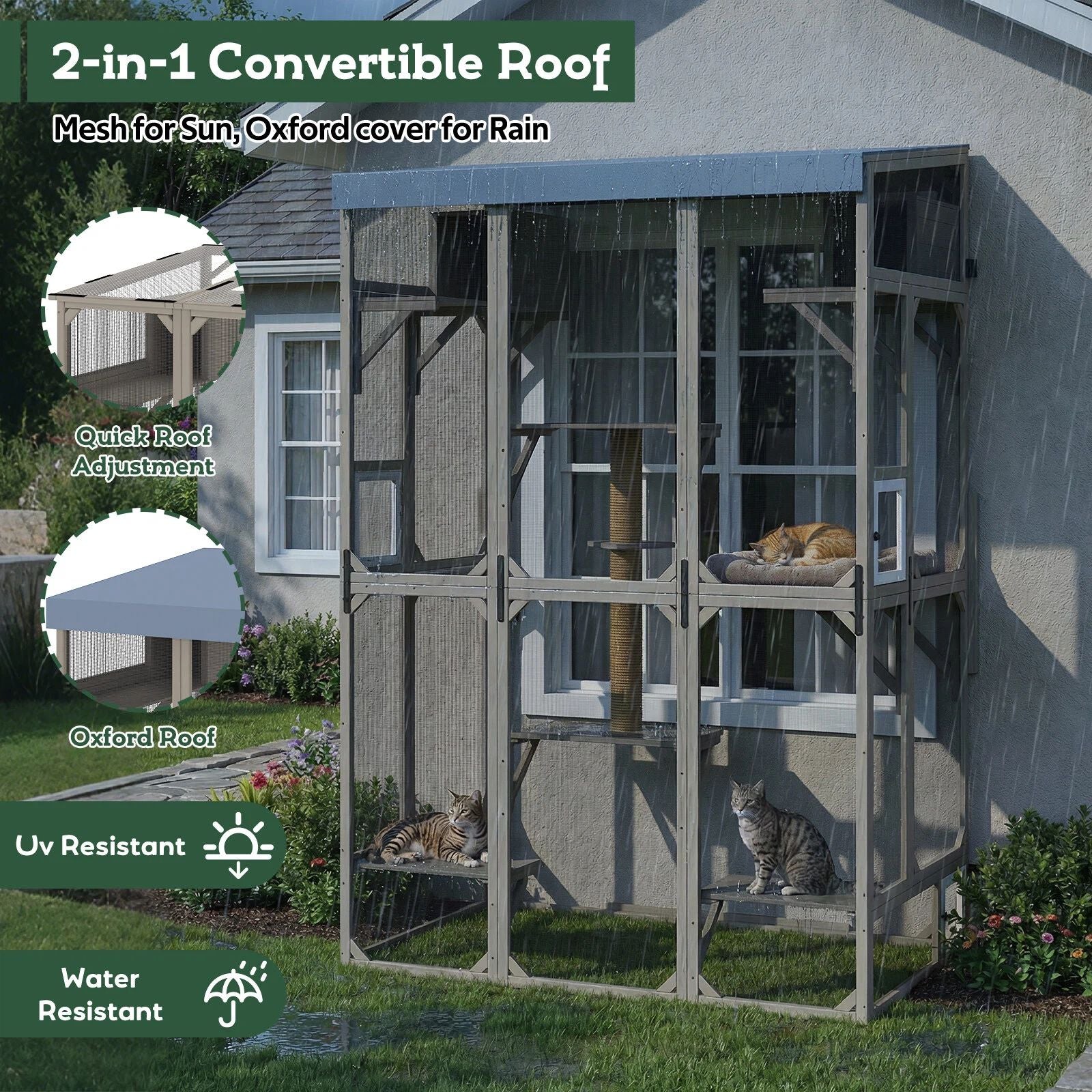 Cat Window Catio-Expandable Outdoor Living Space for Multi-Cat Homes-PET94