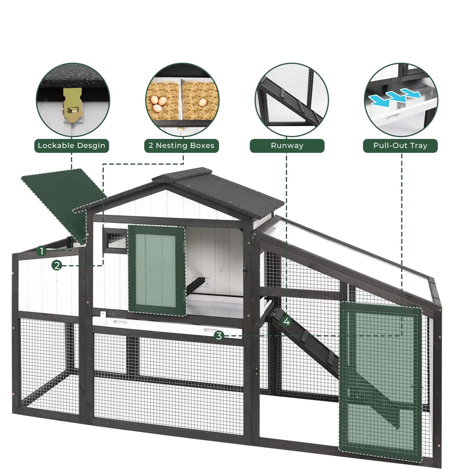 Modular Small Chicken Coop with Run for 2–3 Chickens - PET06