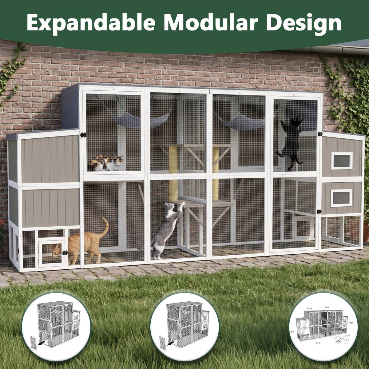 Large Walk-in Catio with Cat House Multi-Level Outdoor-PET93