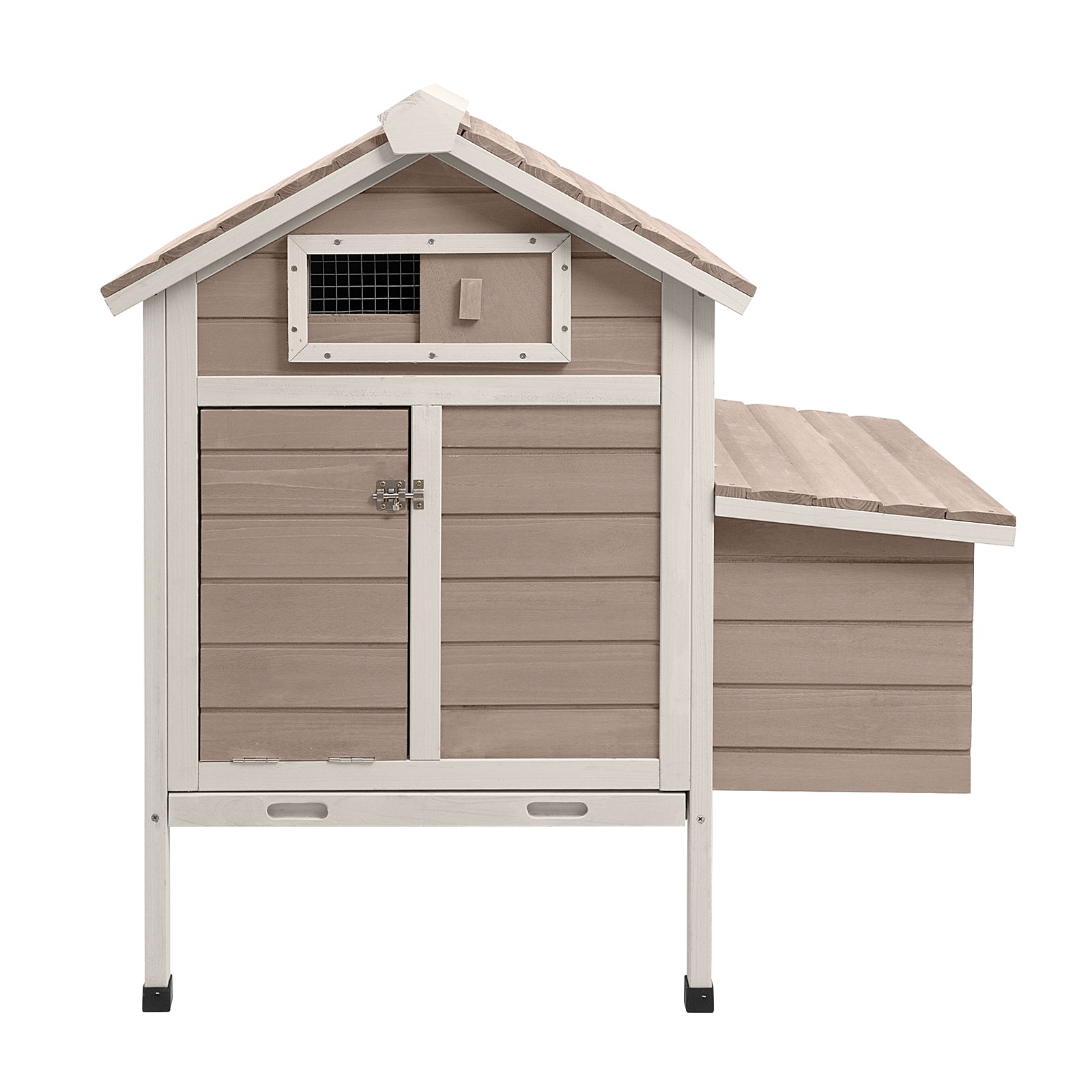 PETSCOSSET Chicken Coop with Nesting Box, 36″ Raised Hen House with Removable Tray, Grey