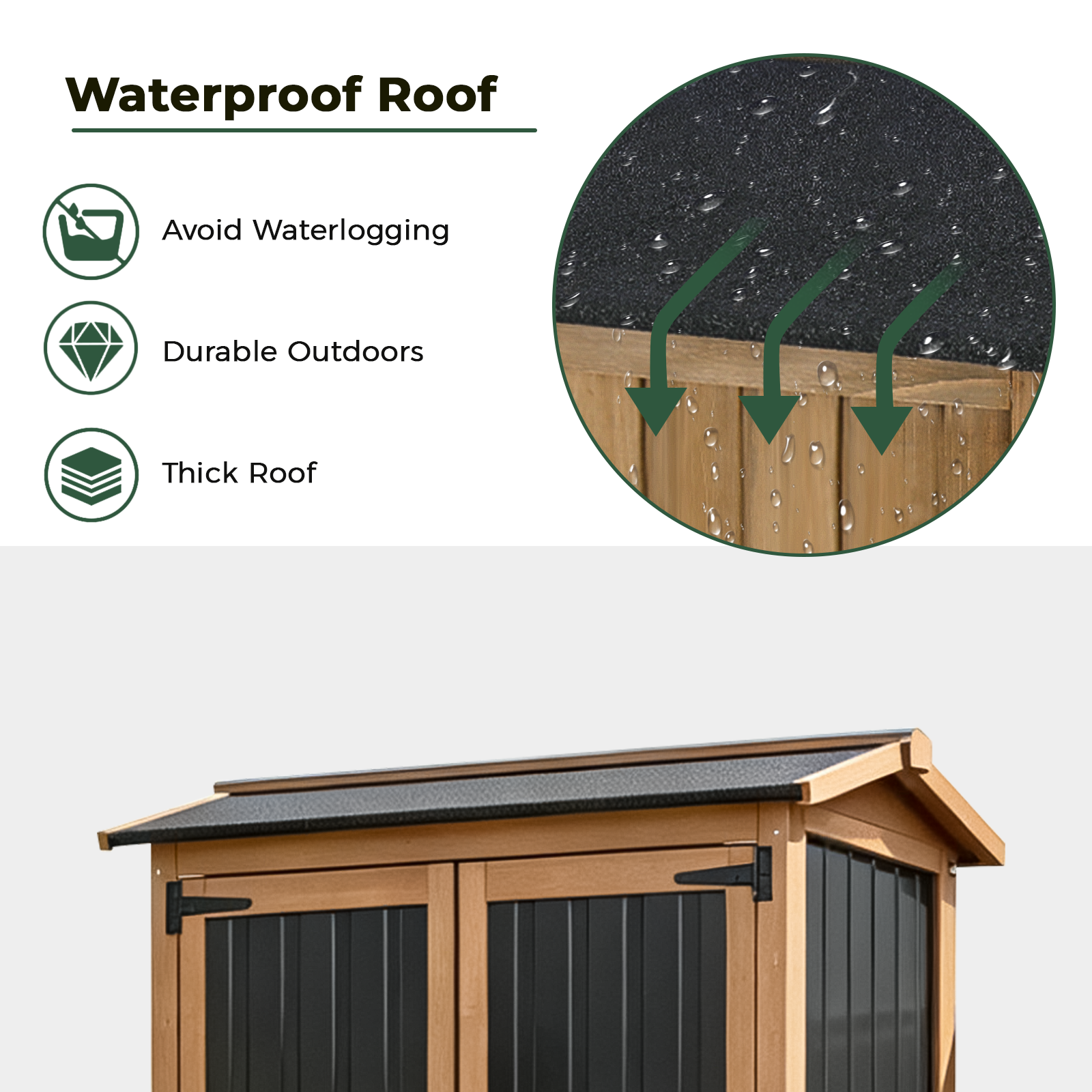 Outdoor Storage Cabinet with Shelves, Waterproof Roof-GF37