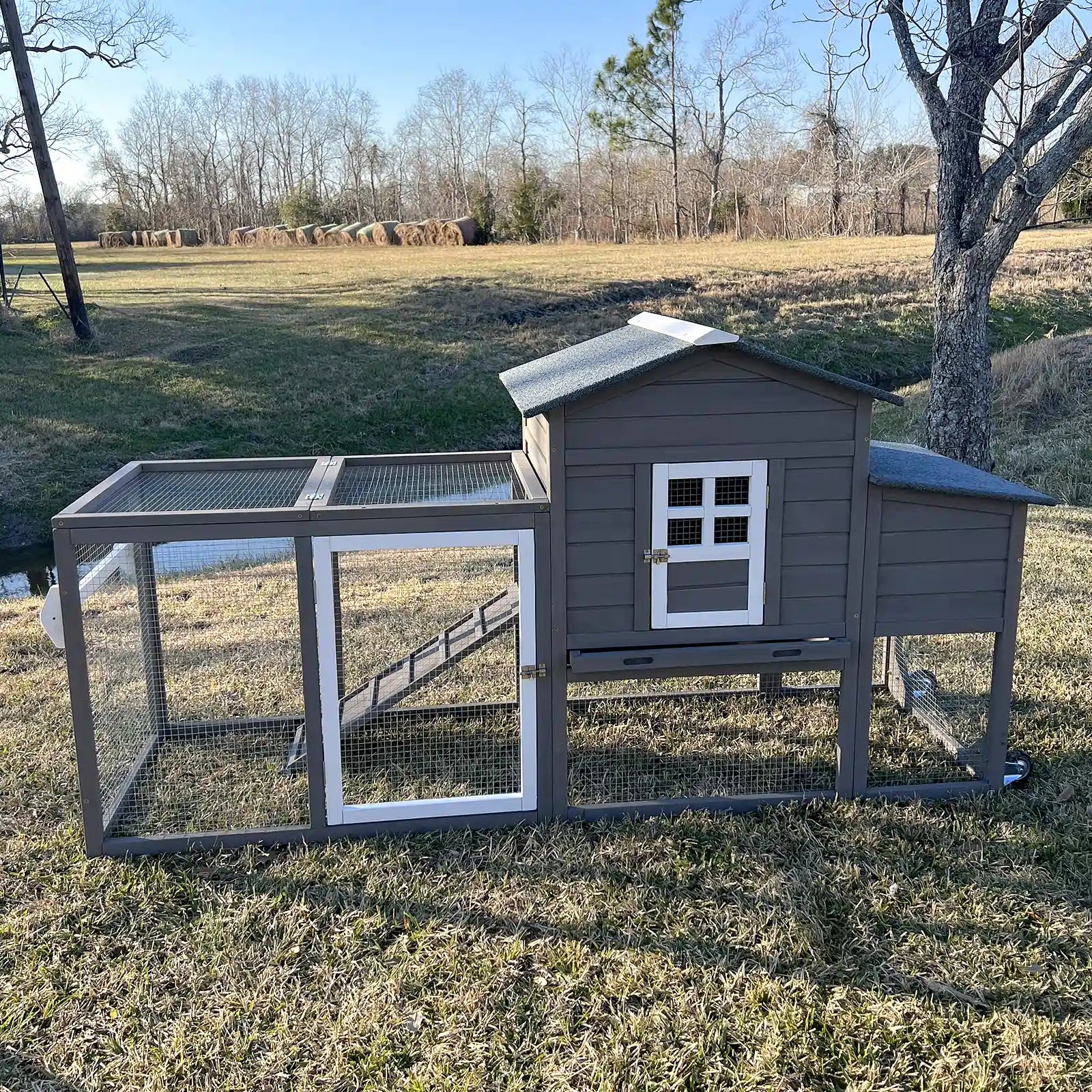 Medium Chicken Coop for 3-5 Chickens with Nesting Box, Tray and Wheels - PET21W