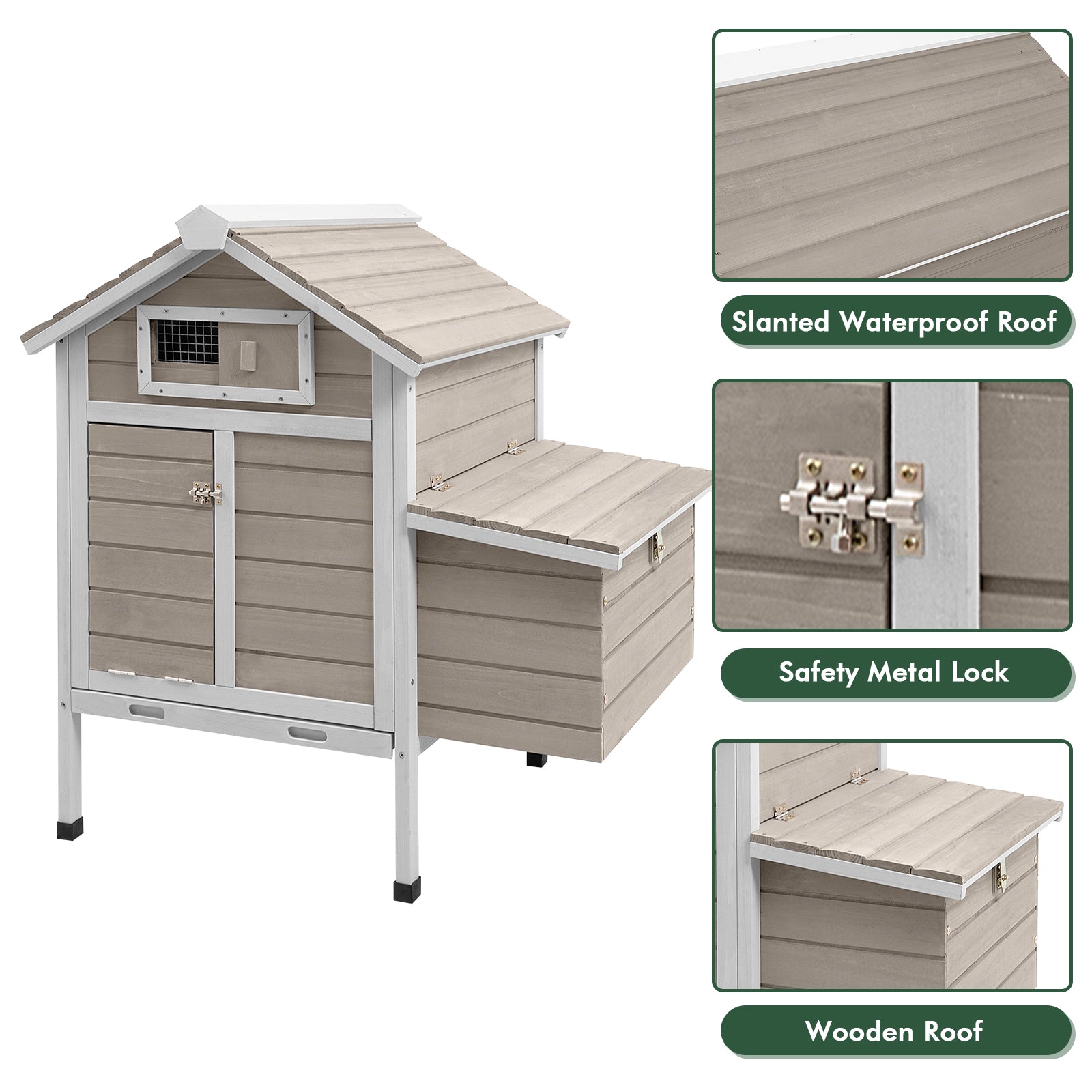 Small Chicken Coop for 1-3 Chickens with Nesting Box - PET25