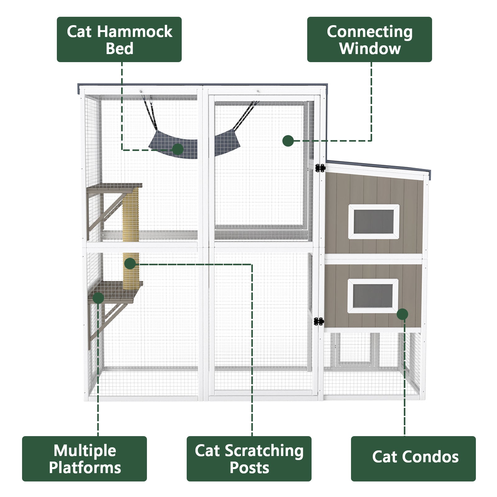 Large Walk-in Catio with Cat House Multi-Level Outdoor-PET93