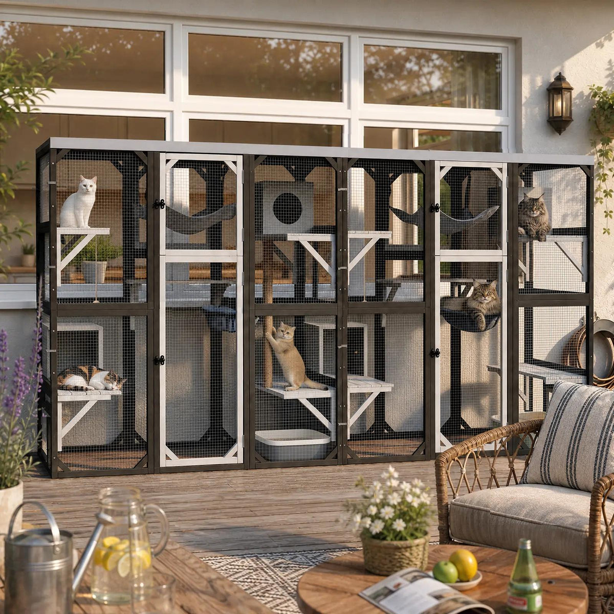 Large Walk-in Catio Enclosure with Window Access, Tall 4-Story- PET97