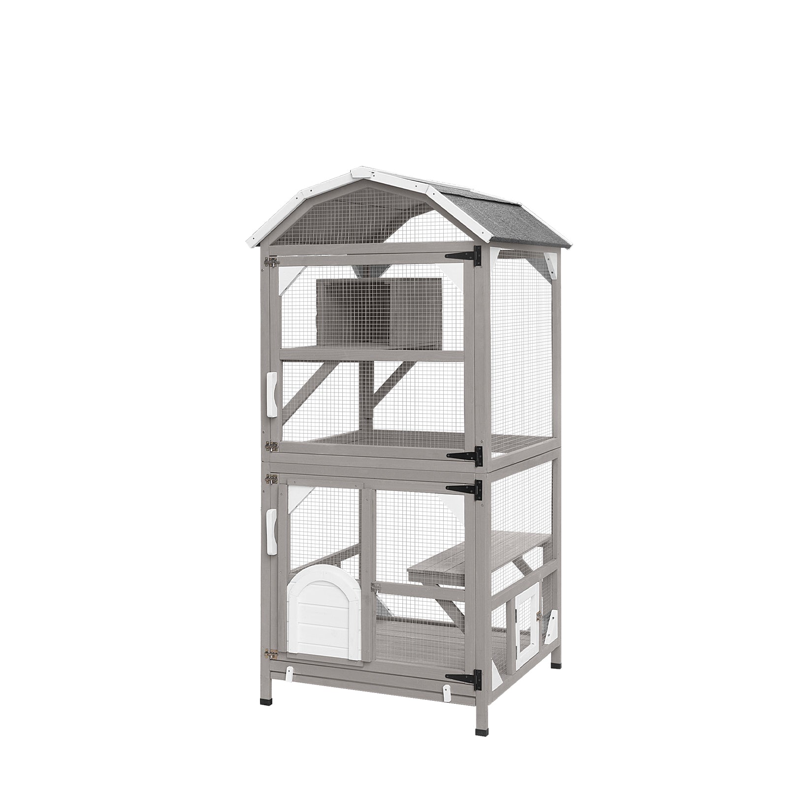 Cat House Outdoor Cat Enclosure , 70.9 /34.6 /34.6 in, Grey