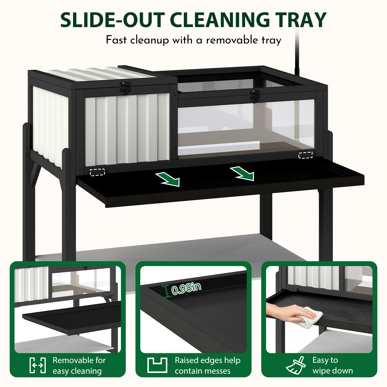 Tortoise Enclosure with Detachable Legs, Light Stand & Storage Shelf-TOR05