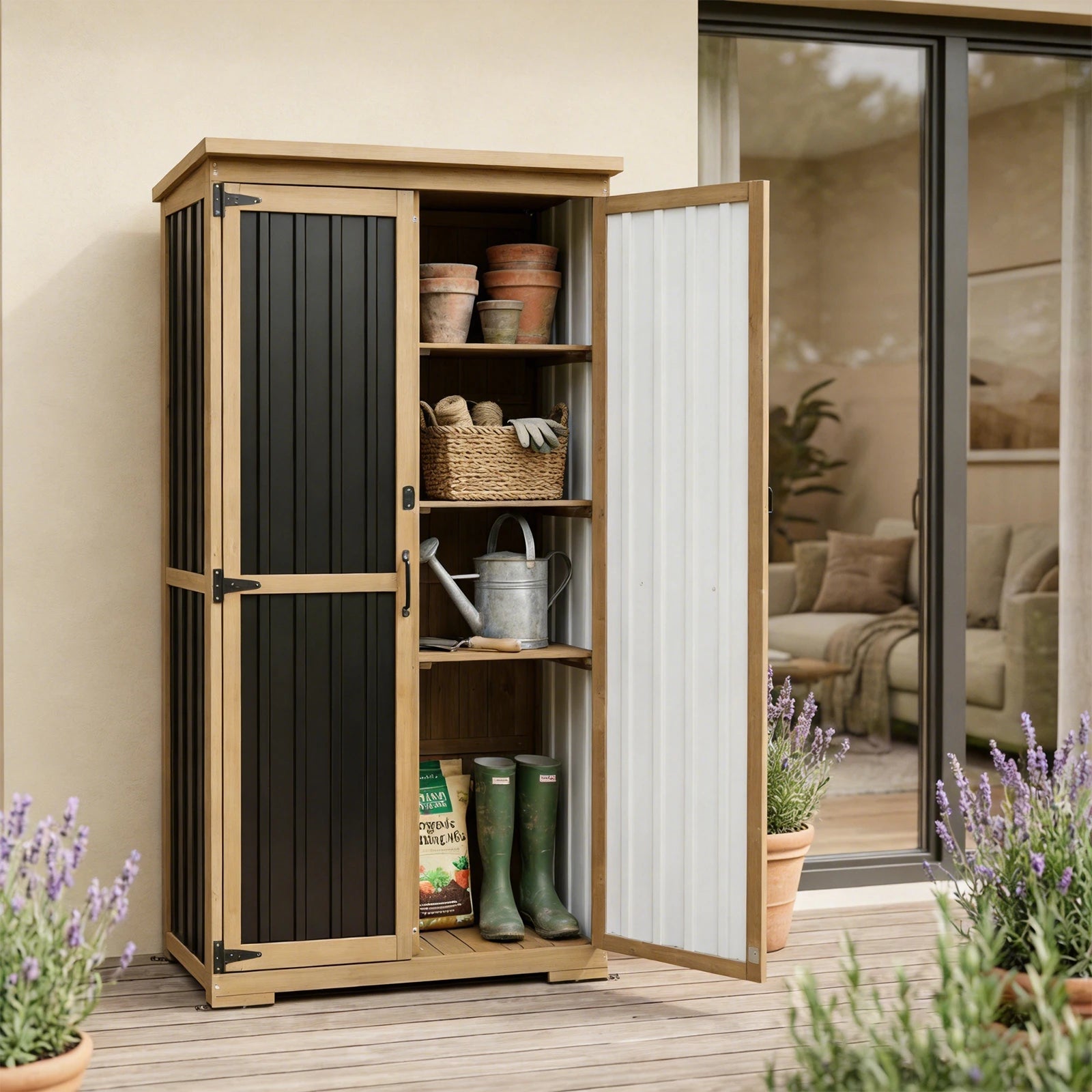 Indoor & Outdoor Waterproof Storage Cabinet with Shelves -GF32