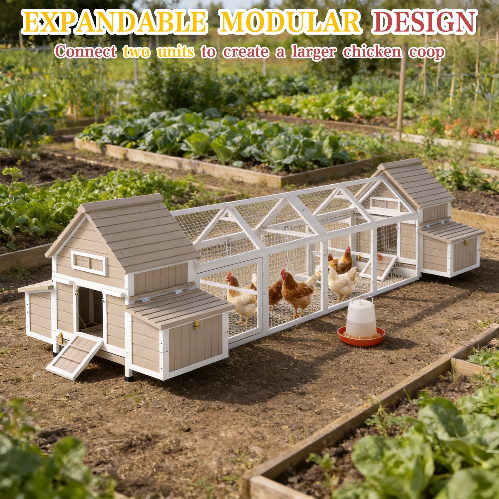 83" Large Chicken Coop with 4 Nesting Boxes, Outdoor Rabbit Hutch-PET89