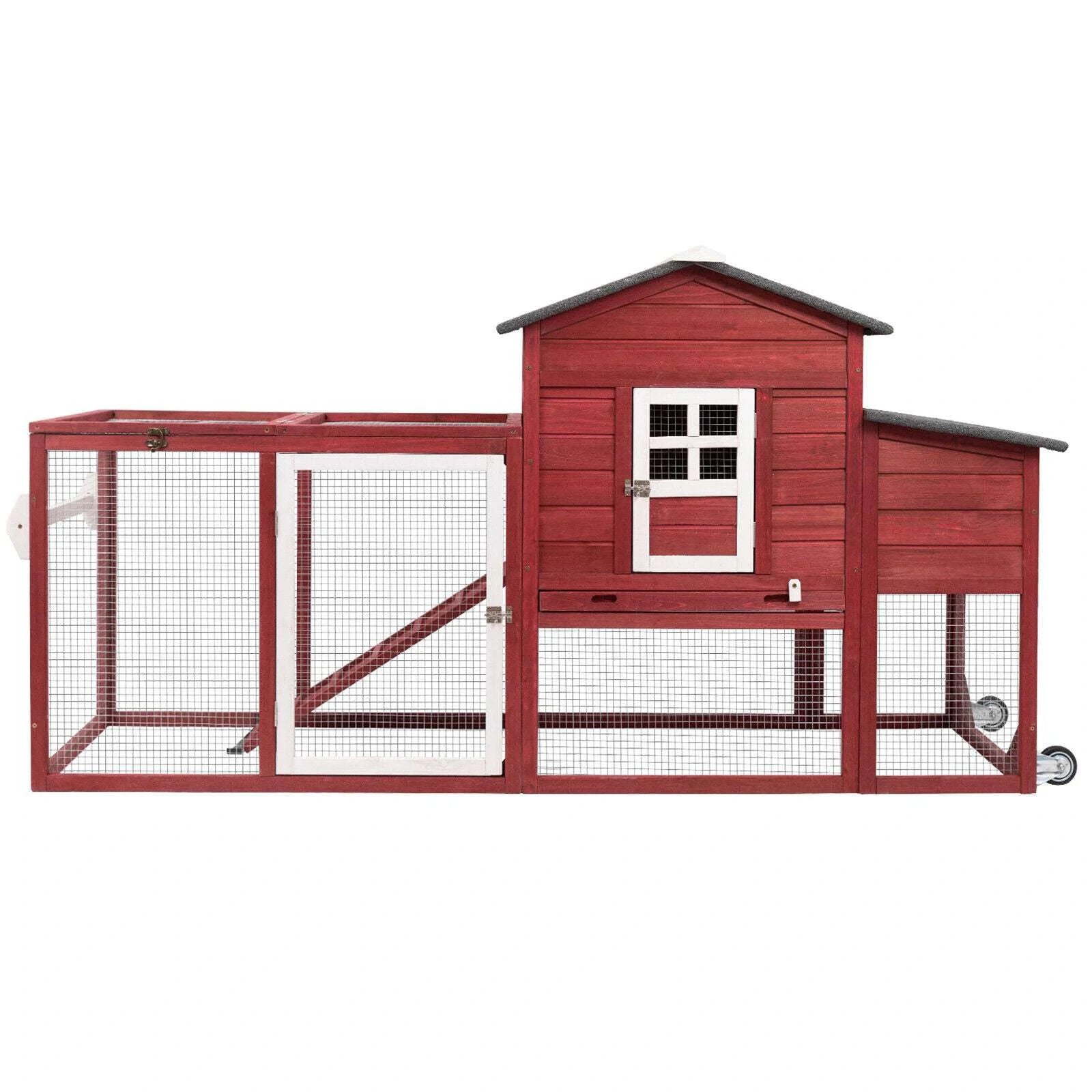 PETSCOSSET 78.7″ Chicken Coop with Run Large Wooden Chicken House with Wheels, Combinable, Red