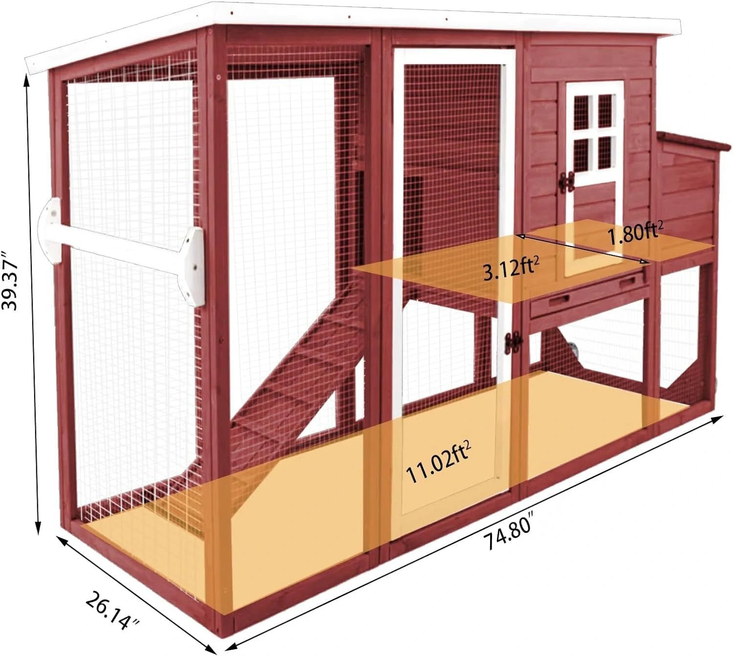 Mesh-enclosed run area connected to main coop
