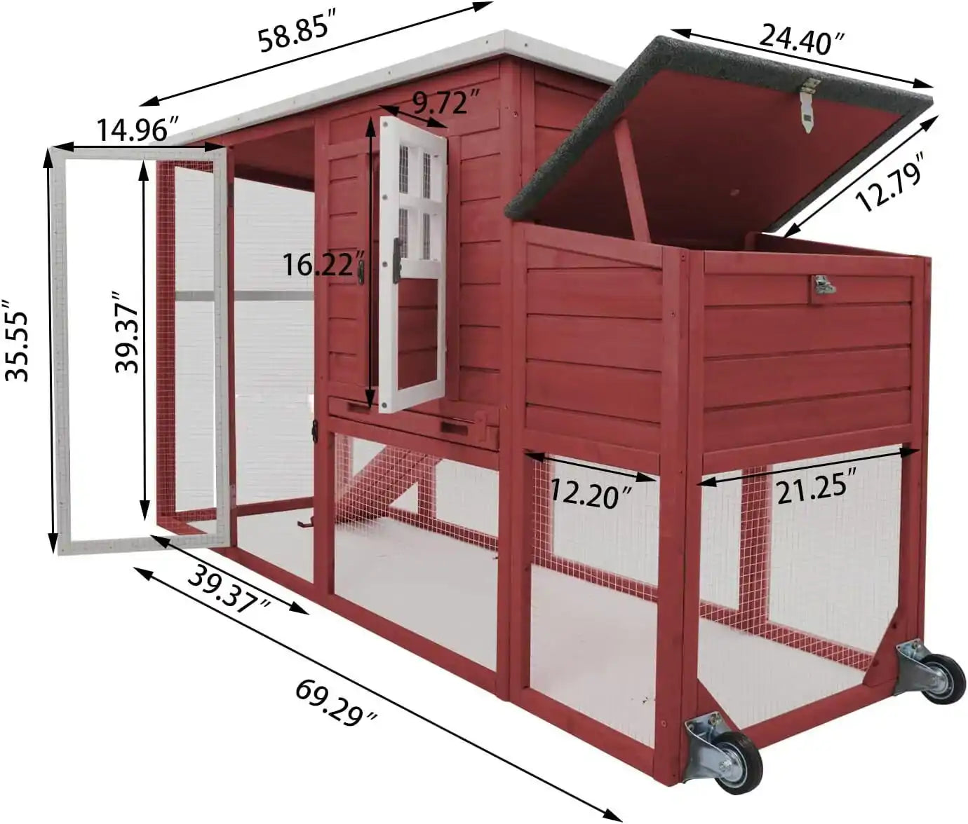 Backyard setup with chickens inside PETSCOSSET coop