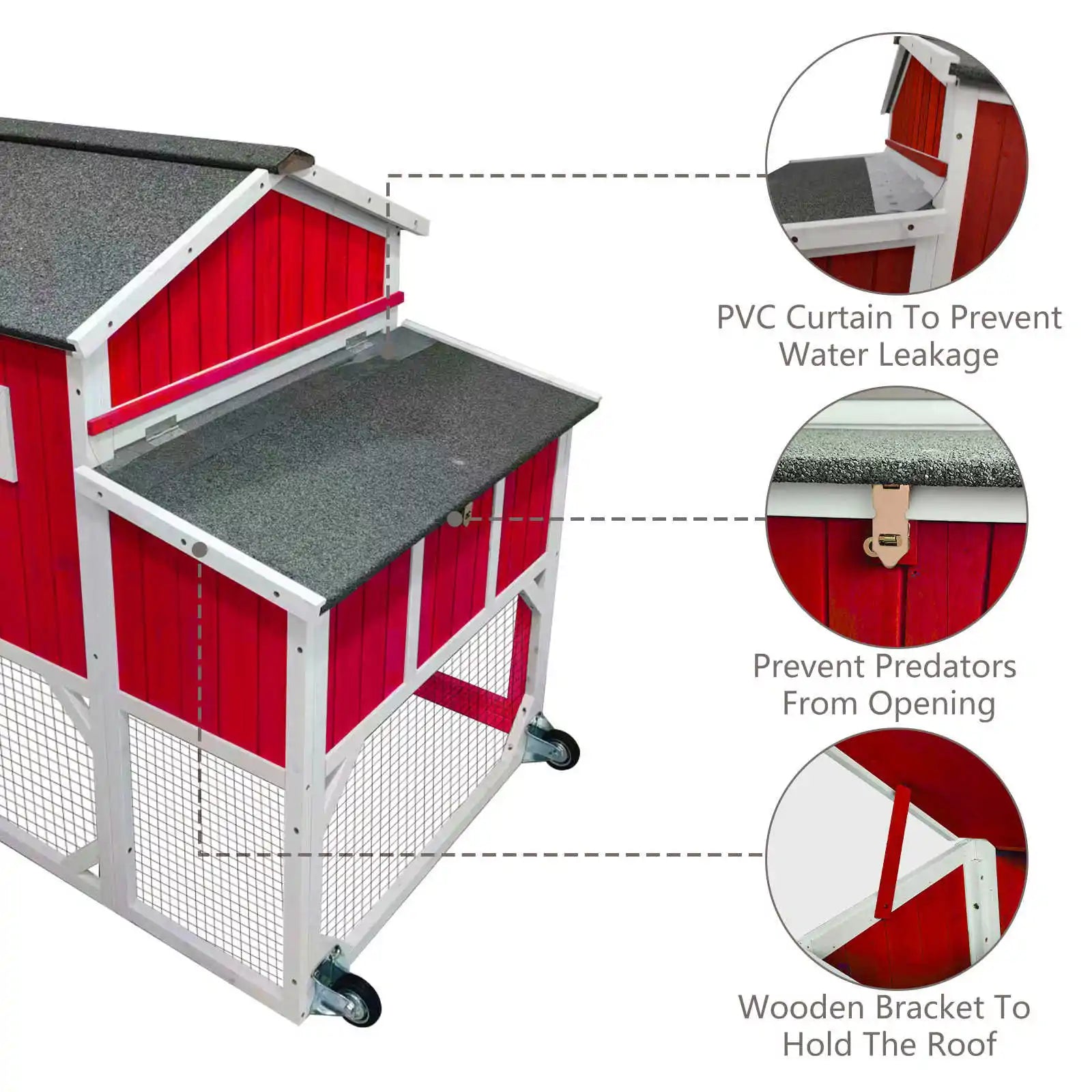 Nesting box with lift-up roof for easy egg collection