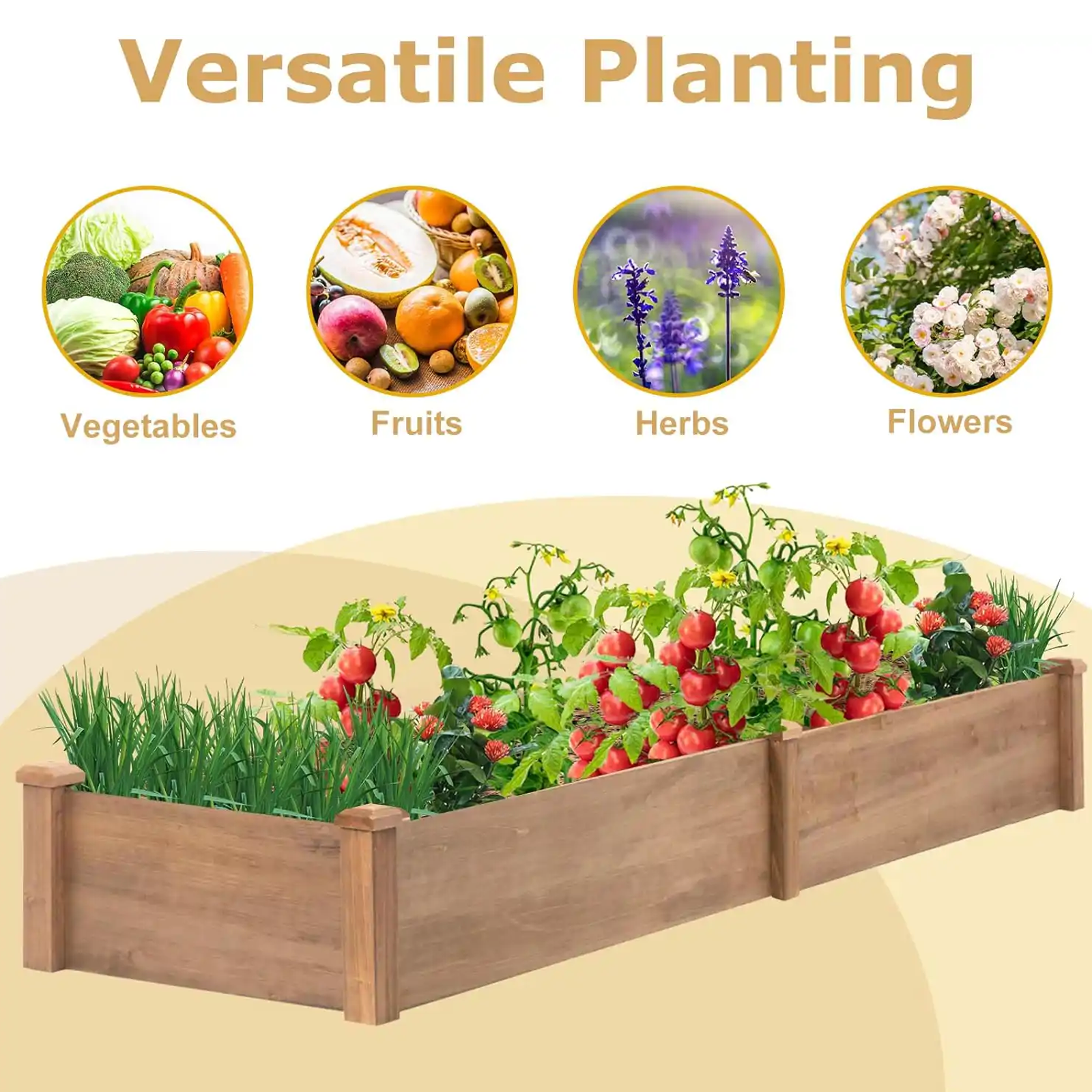 92.9″L Garden Bed Wooden Planter Box for Outdoor Gardening-GF20