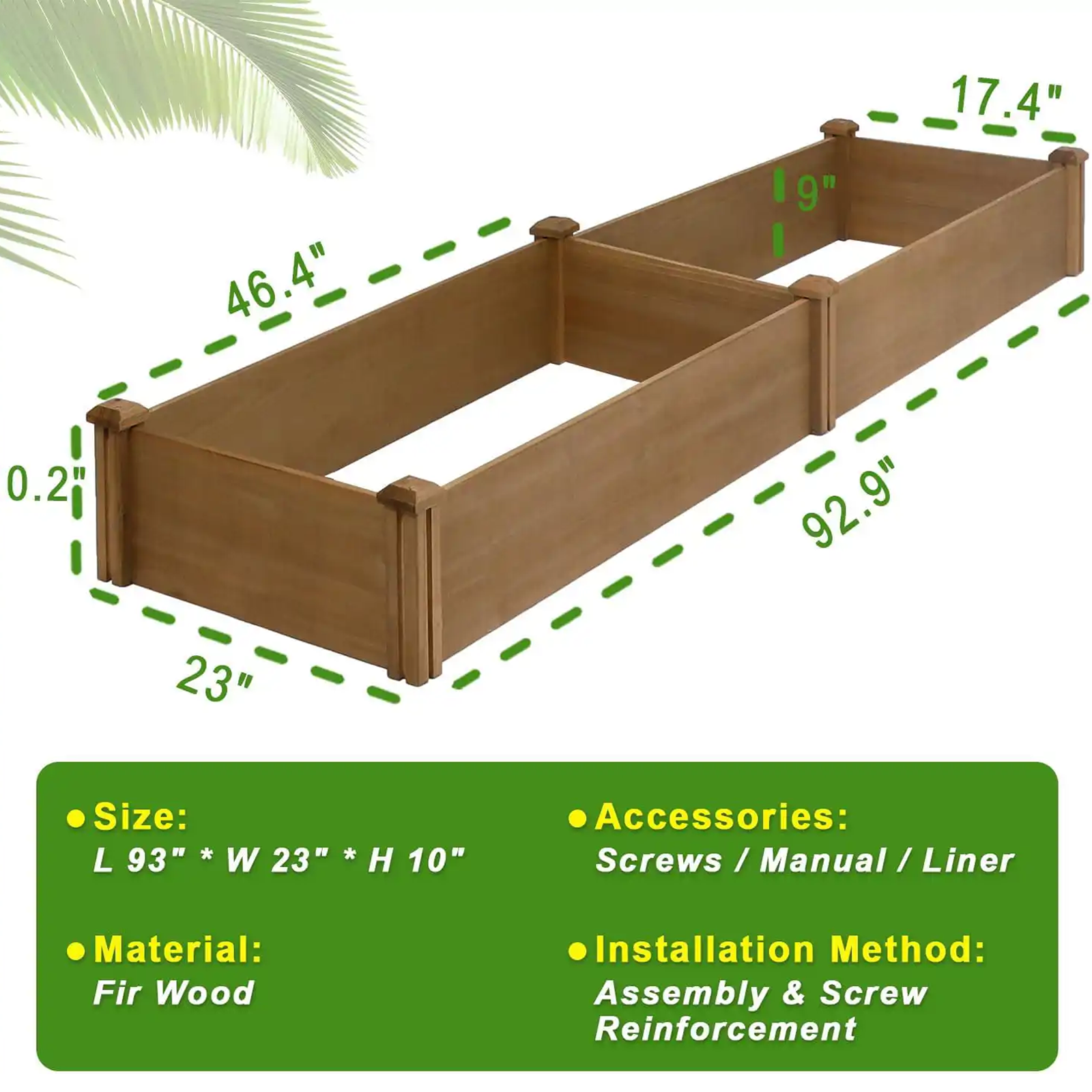 92.9″L Garden Bed Wooden Planter Box for Outdoor Gardening-GF20