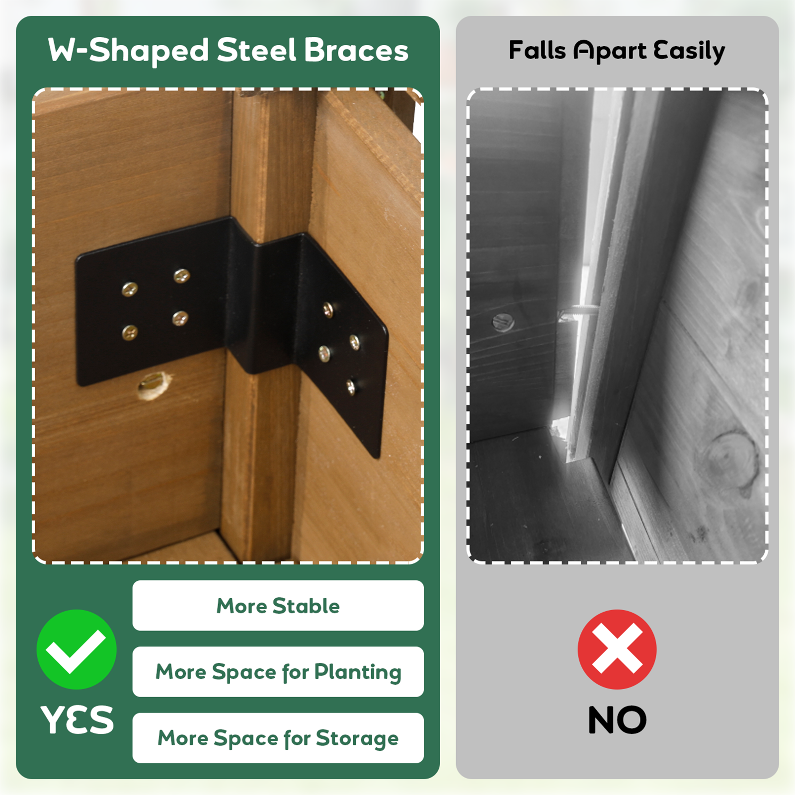 Wood Elevated Planter Box Outdoor w/ Wheels, Storage Shelf-GF22W