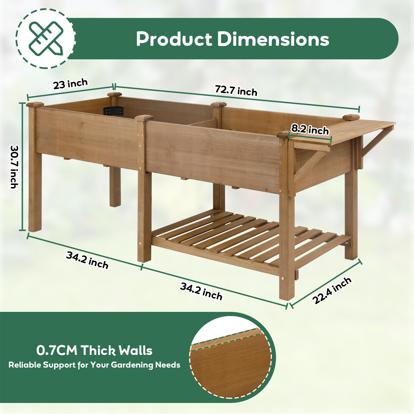 Large Raised Garden Bed Outdoor Wooden Planter Box with Storage Shelf-GF24