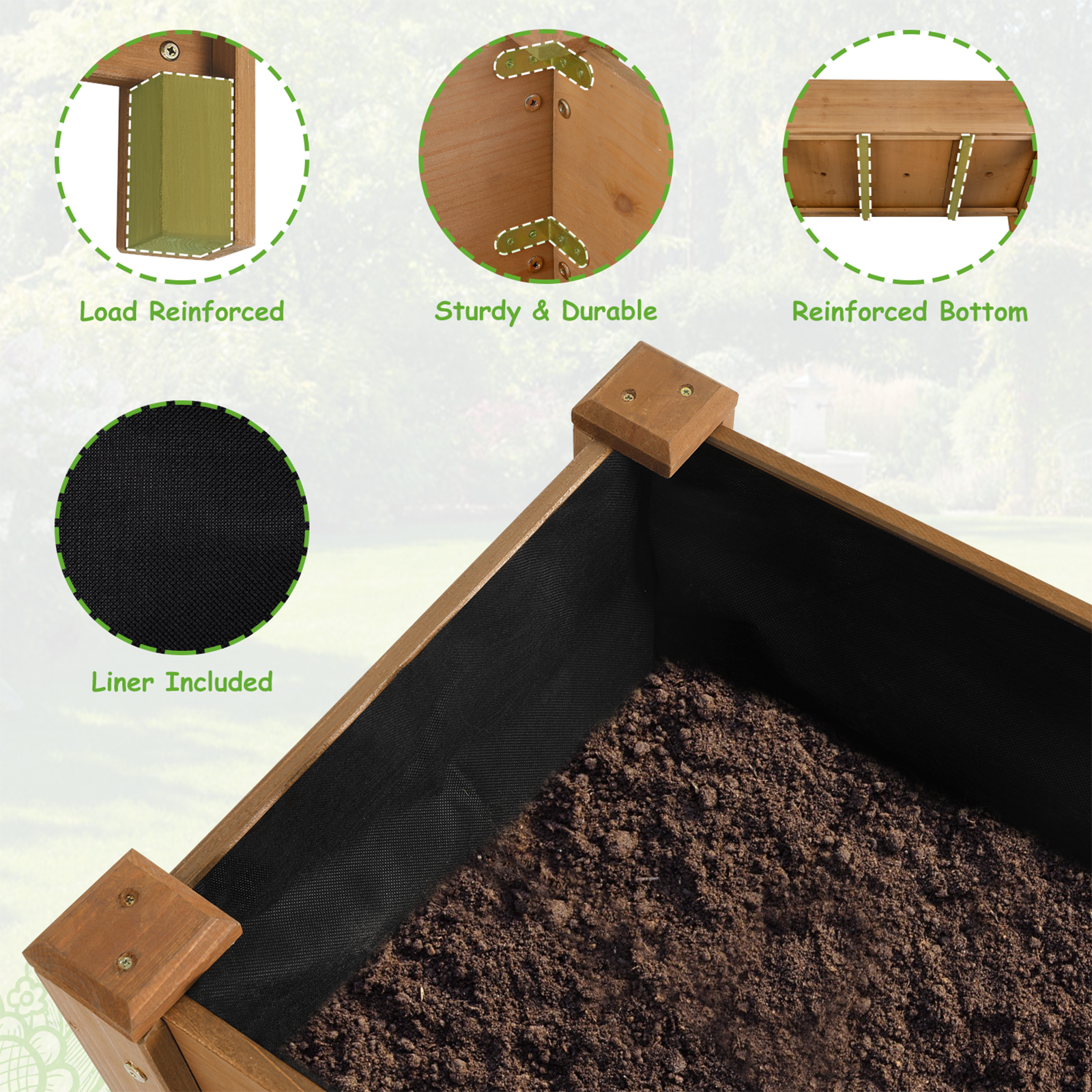 33.46″L Raised Garden Bed Wooden Elevated Planter Box with Storage Shelf-GF27