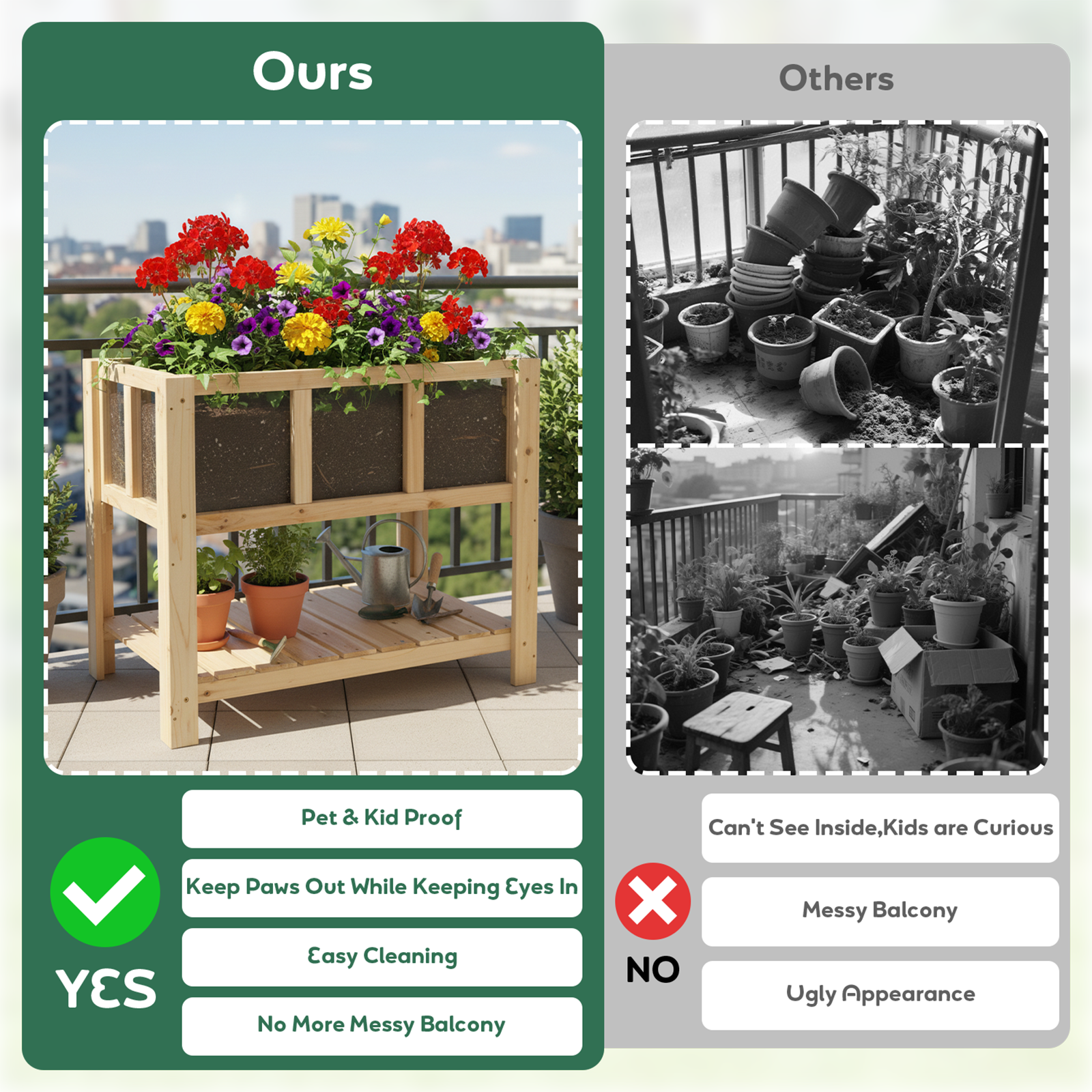 Transparent Raised Garden Bed with Storage Shelf-GF50