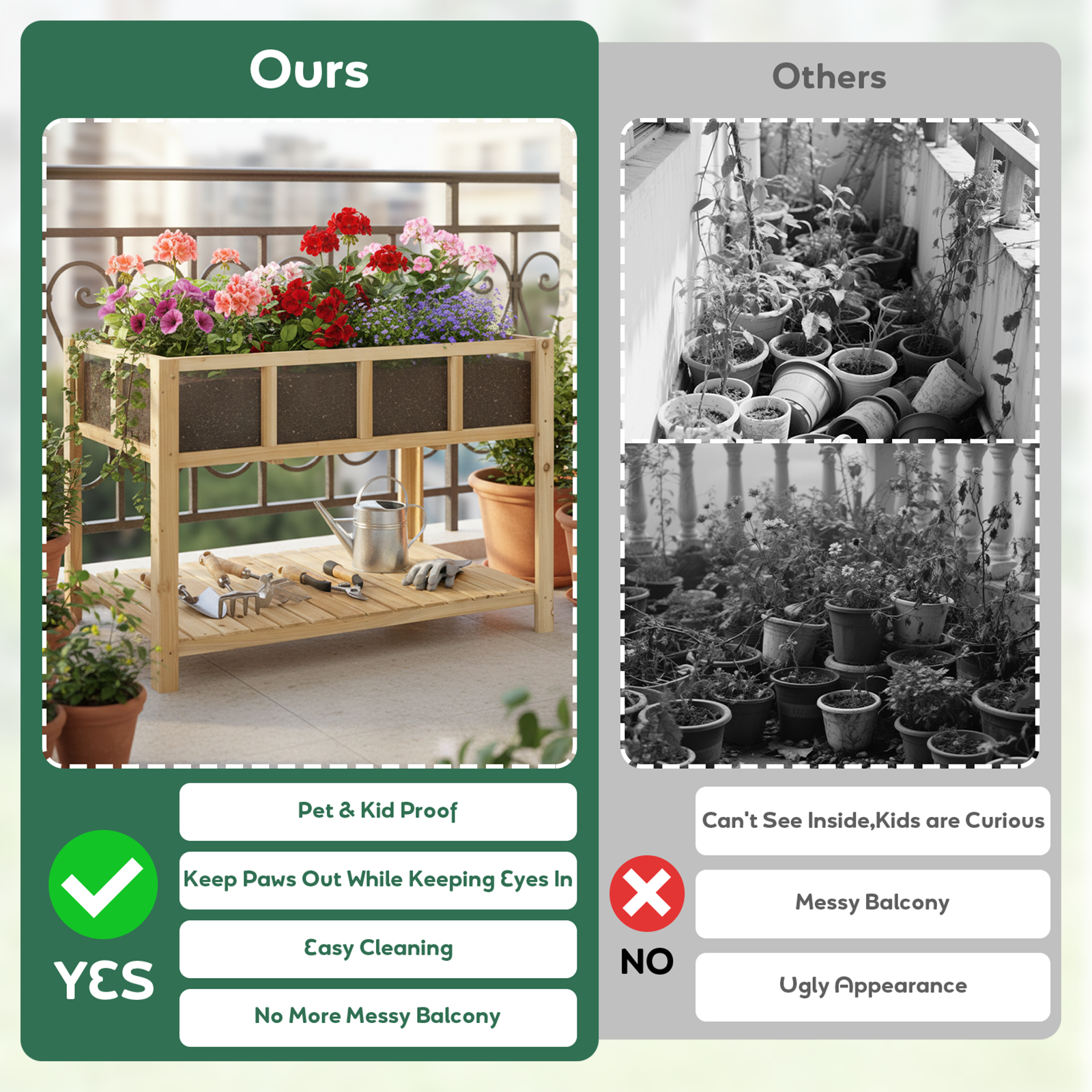 Transparent Raised Garden Bed with Storage Shelf-GF51