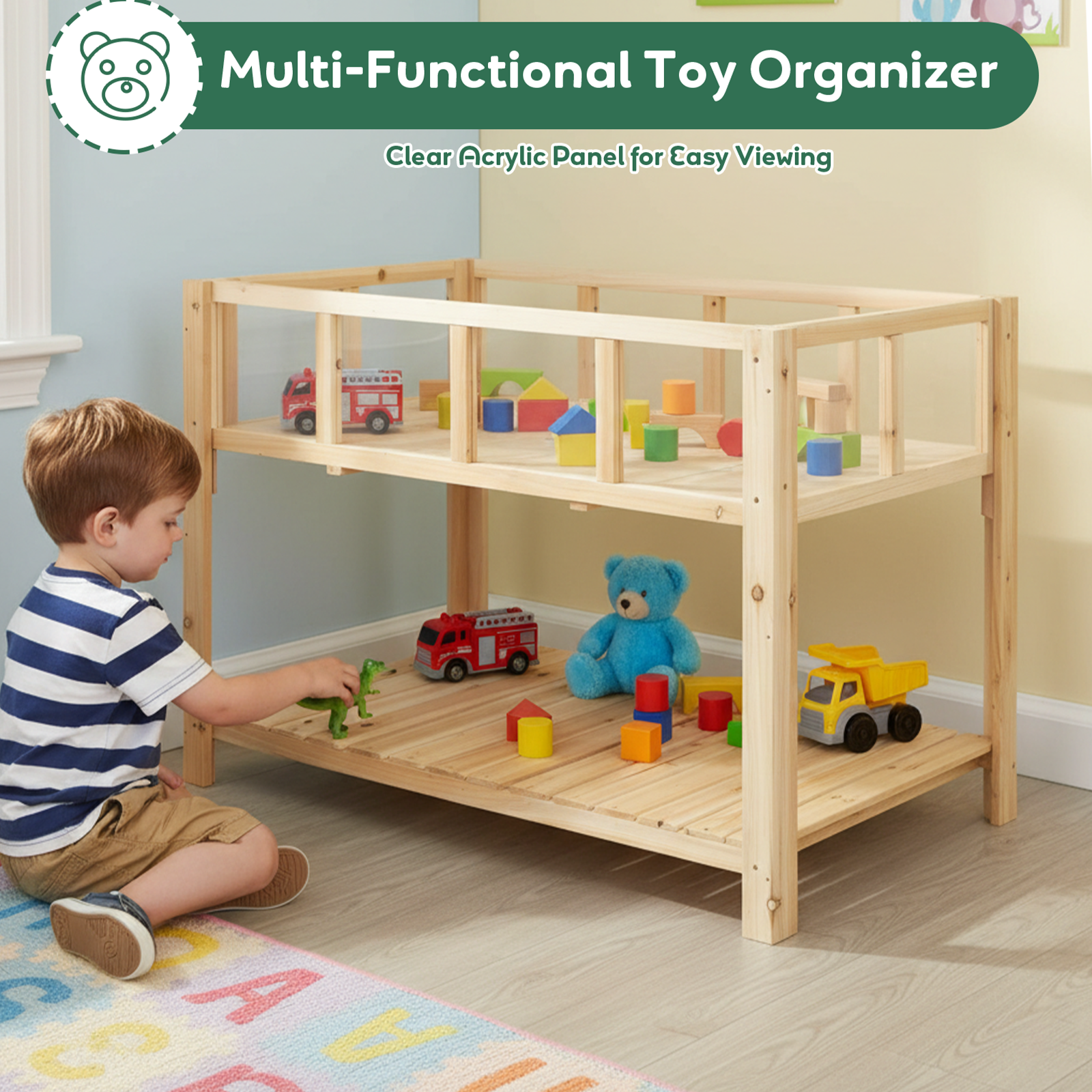 Transparent Raised Garden Bed with Storage Shelf-GF51