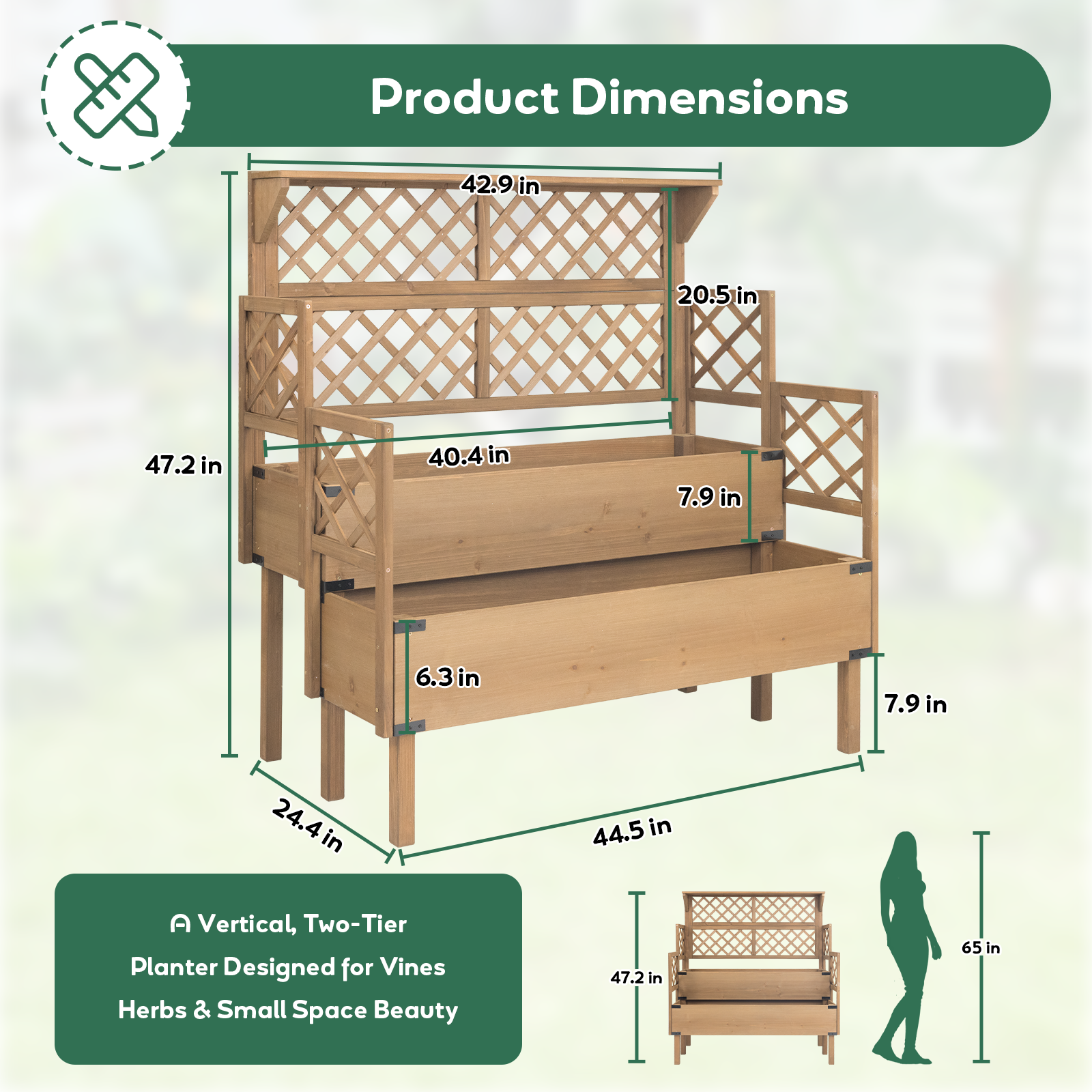 Raised Garden Bed - 2-Tier Vertical with Trellis