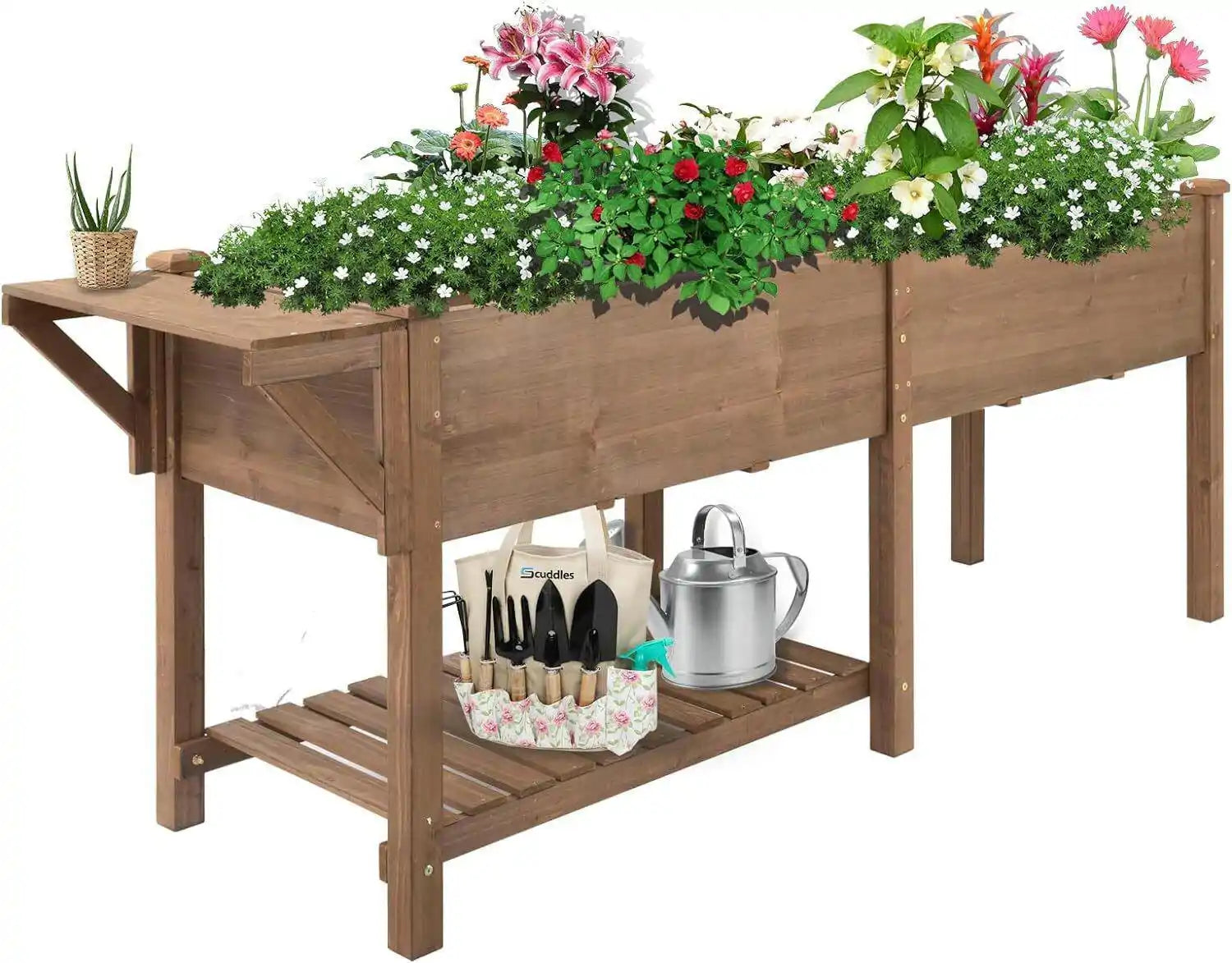 Front angle view of planter with plants