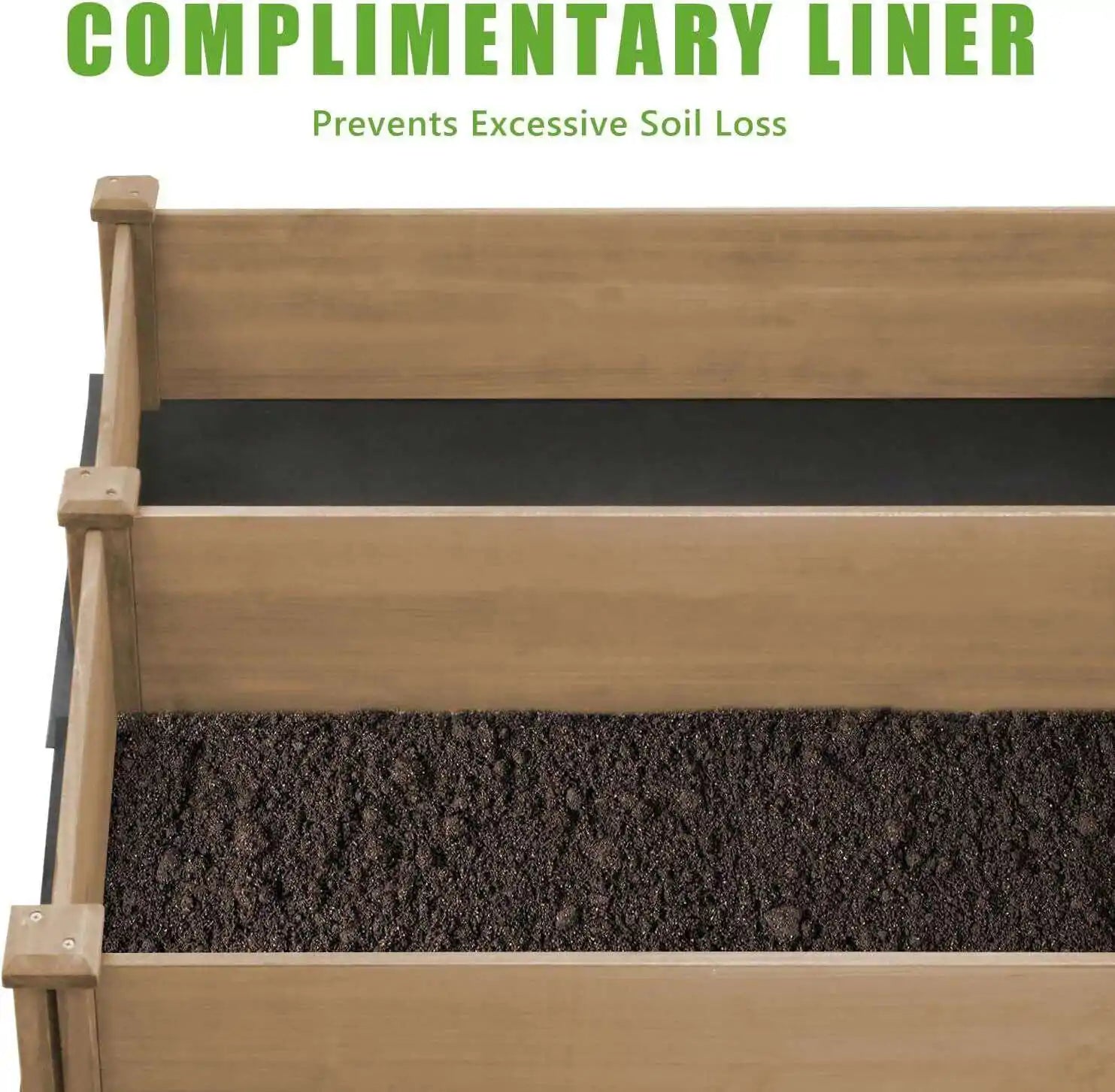 Wooden planter box side panel detail