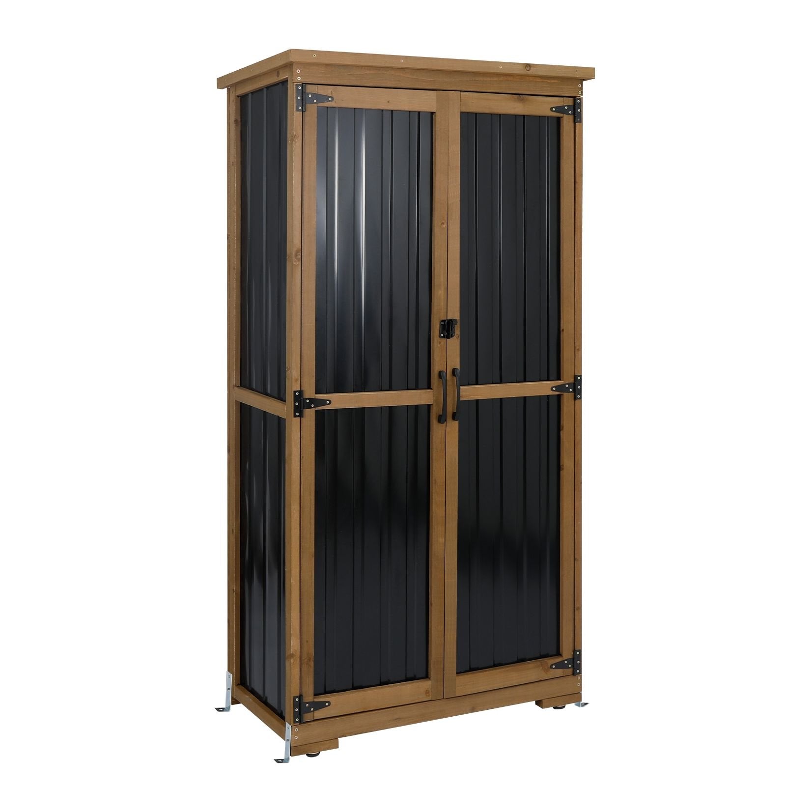 PETSCOSSET 17″L Outdoor Storage Shed, Storage Cabinet, Brown