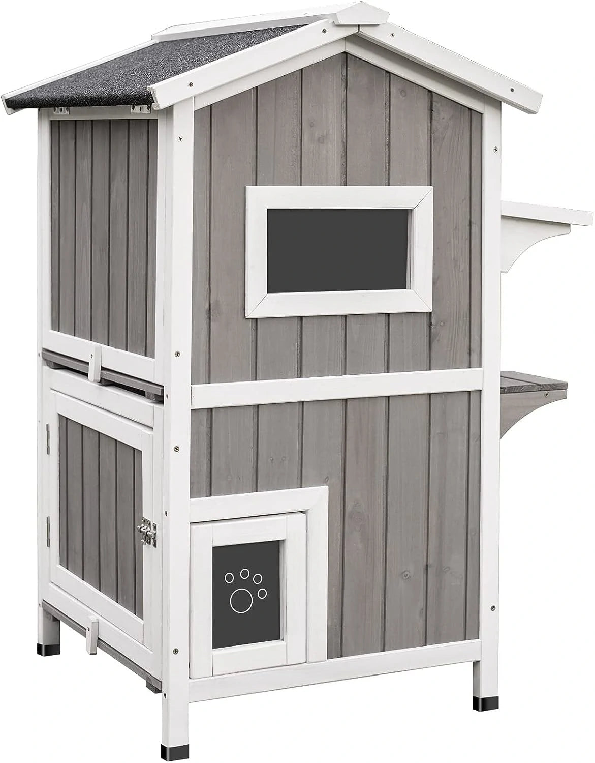 PetsCosset outdoor cat house front view weatherproof wooden shelter