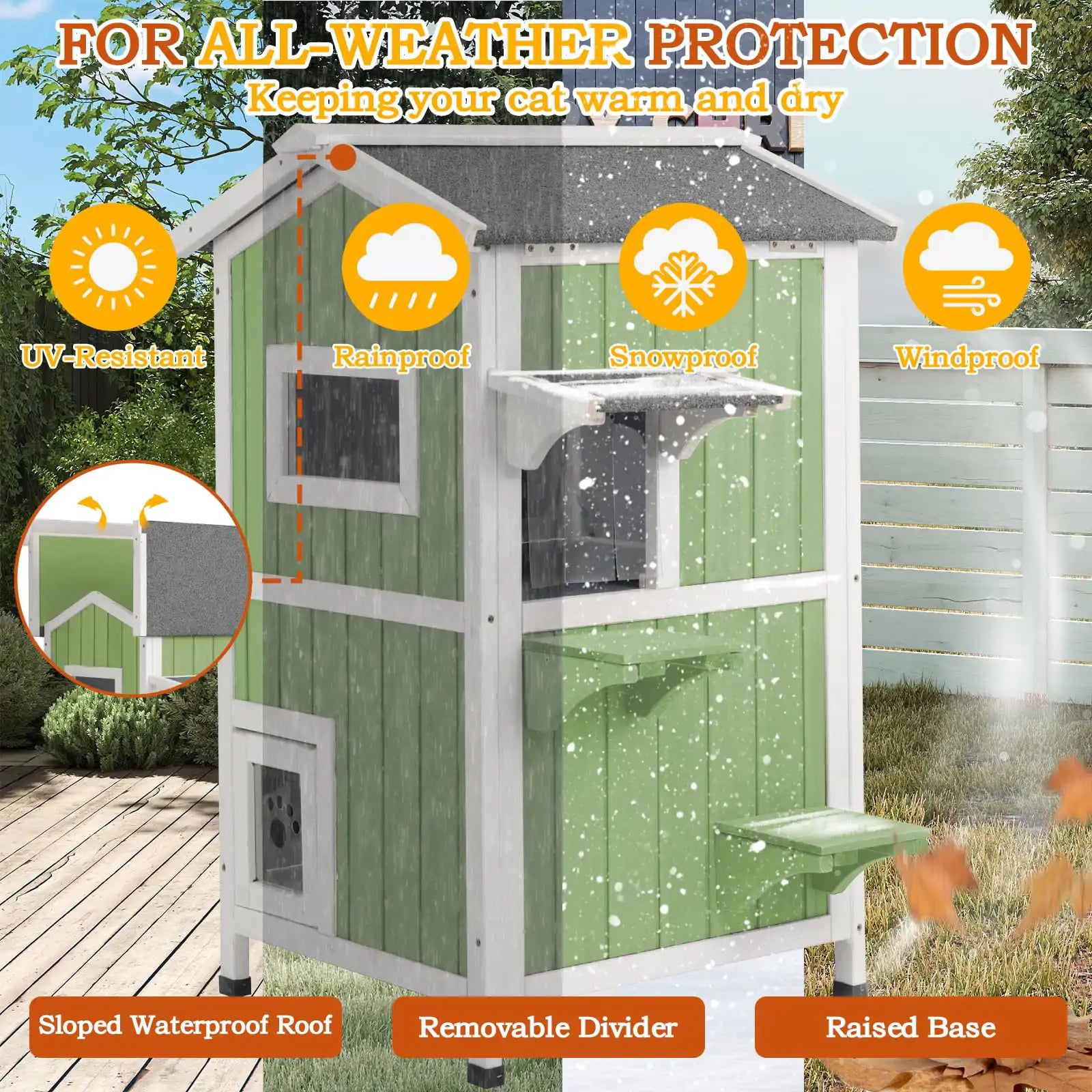 Feral cat house with openable roof for ventilation