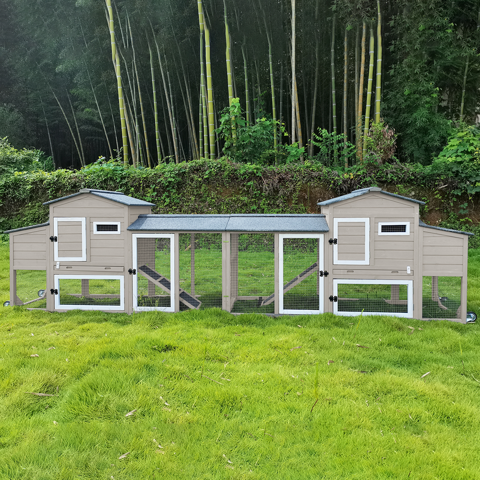 Small Chicken Coop with Run for 2–3 Chickens with Wheels – 2-Tier Stackable