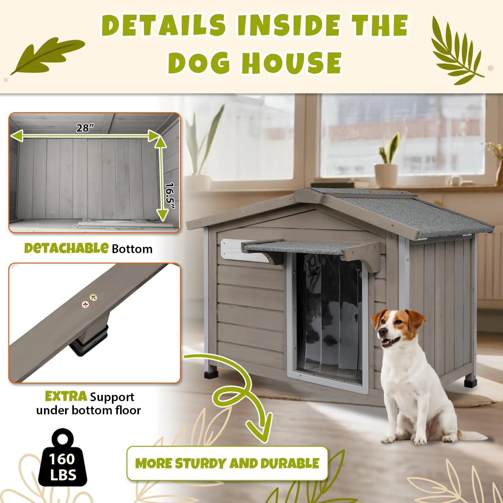 PETSCOSSET Dog House with Waterproof Roof – Backyard Pet Shelter
