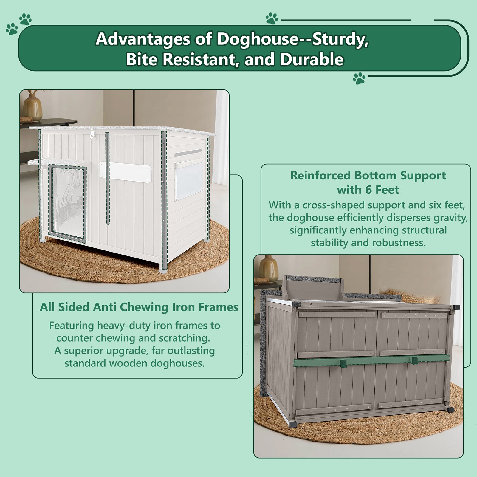 43.3" Large Outdoor Dog House for Dogs Up to 180lbs-PET48