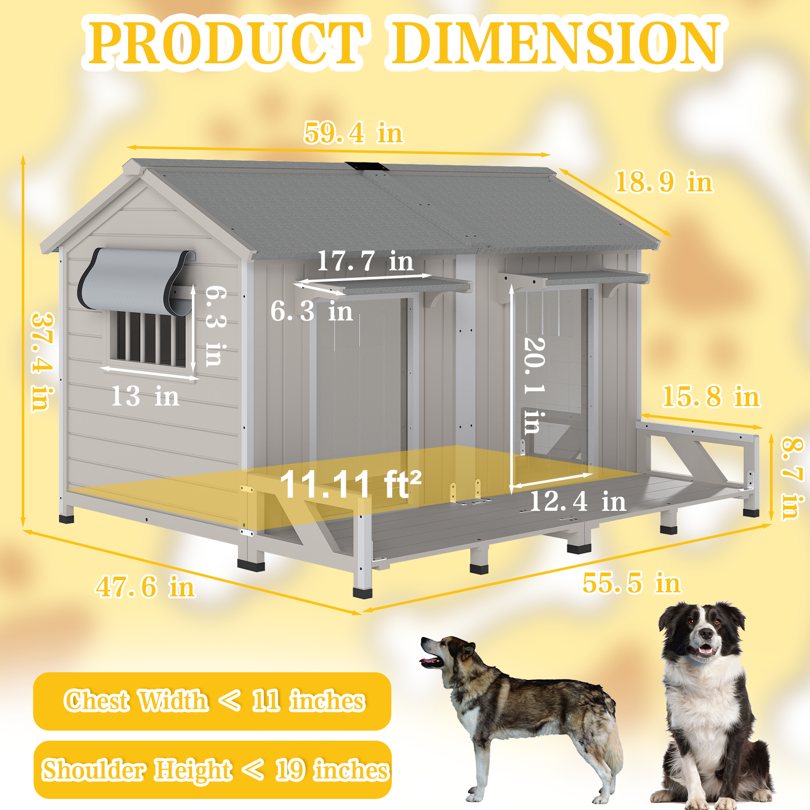 PETSCOSSET Large Wooden Outdoor Dog House for 2 Dogs, Weatherproof with Openable Roof & Balcony