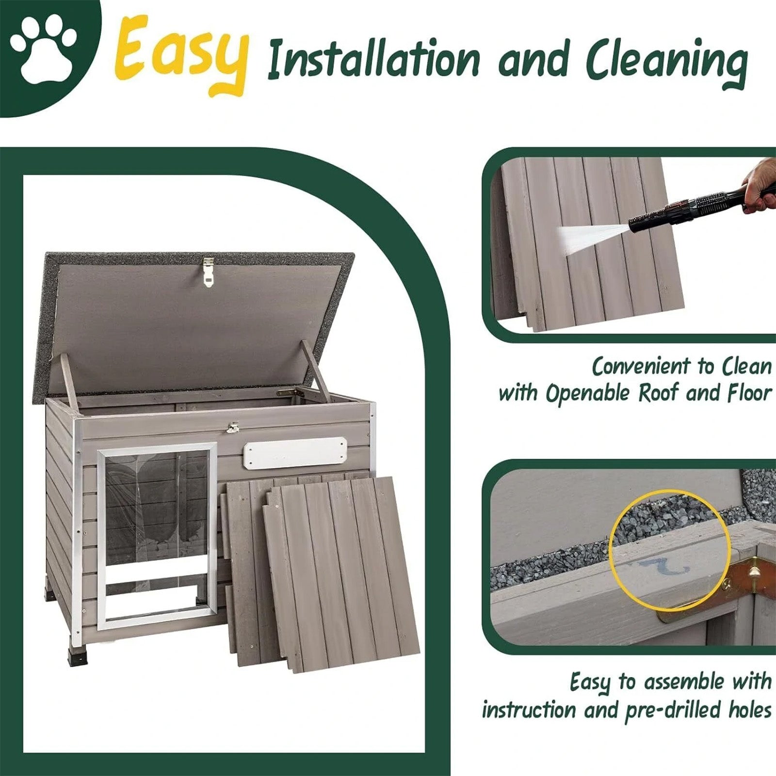 Outdoor Wooden Dog House Puppy Shelter for Small Dogs-PET63