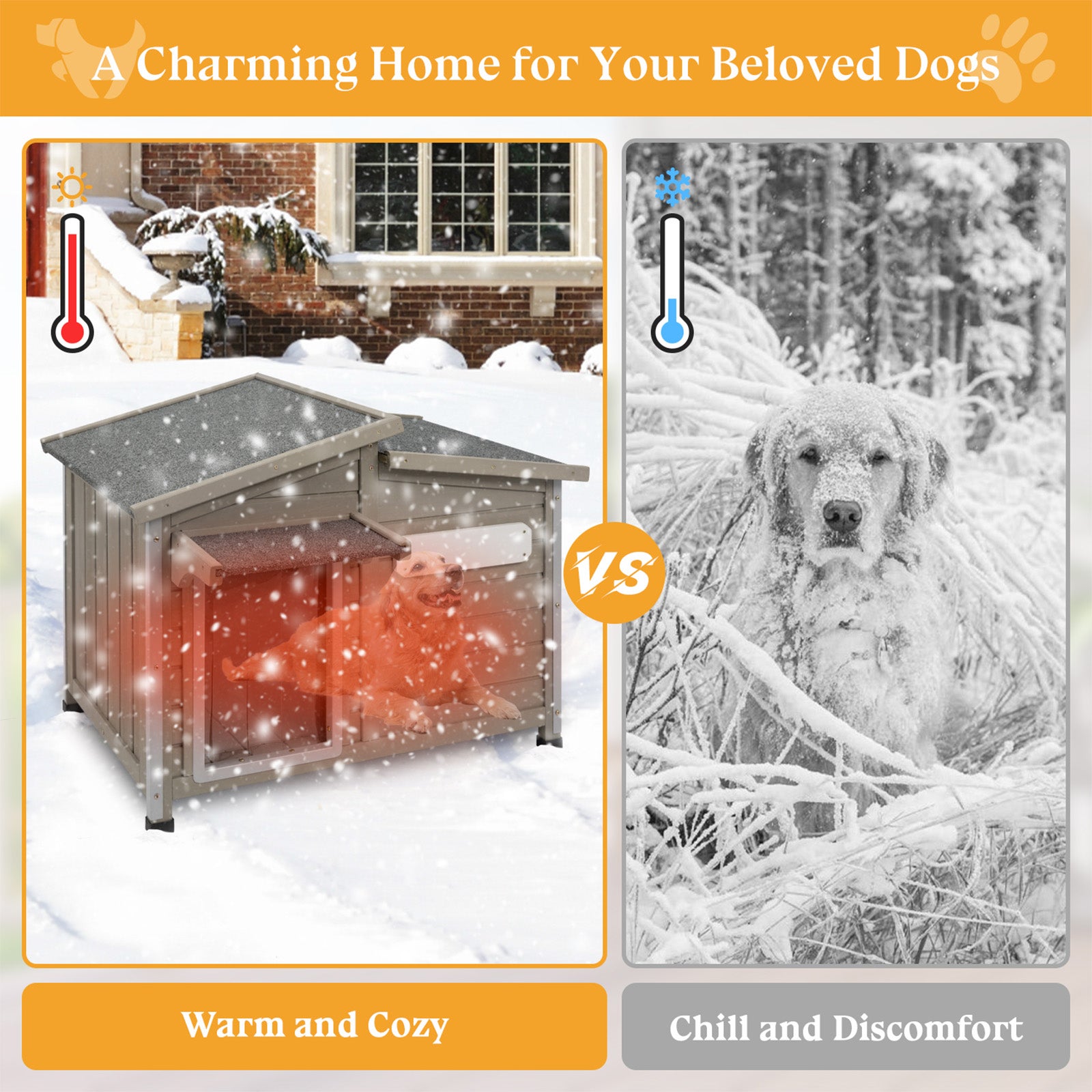 26.5″H Anti-Chewing Iron Frame Wooden Dog Kennel -PET68