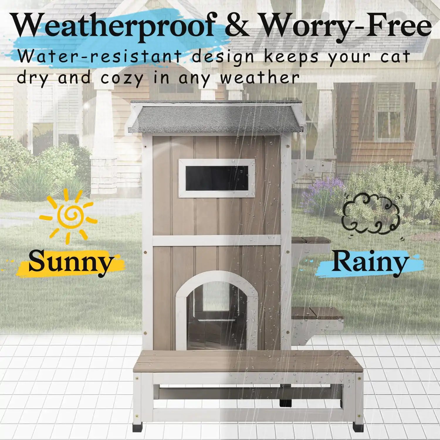 Sturdy wooden cat cage with escape doors and jump platforms