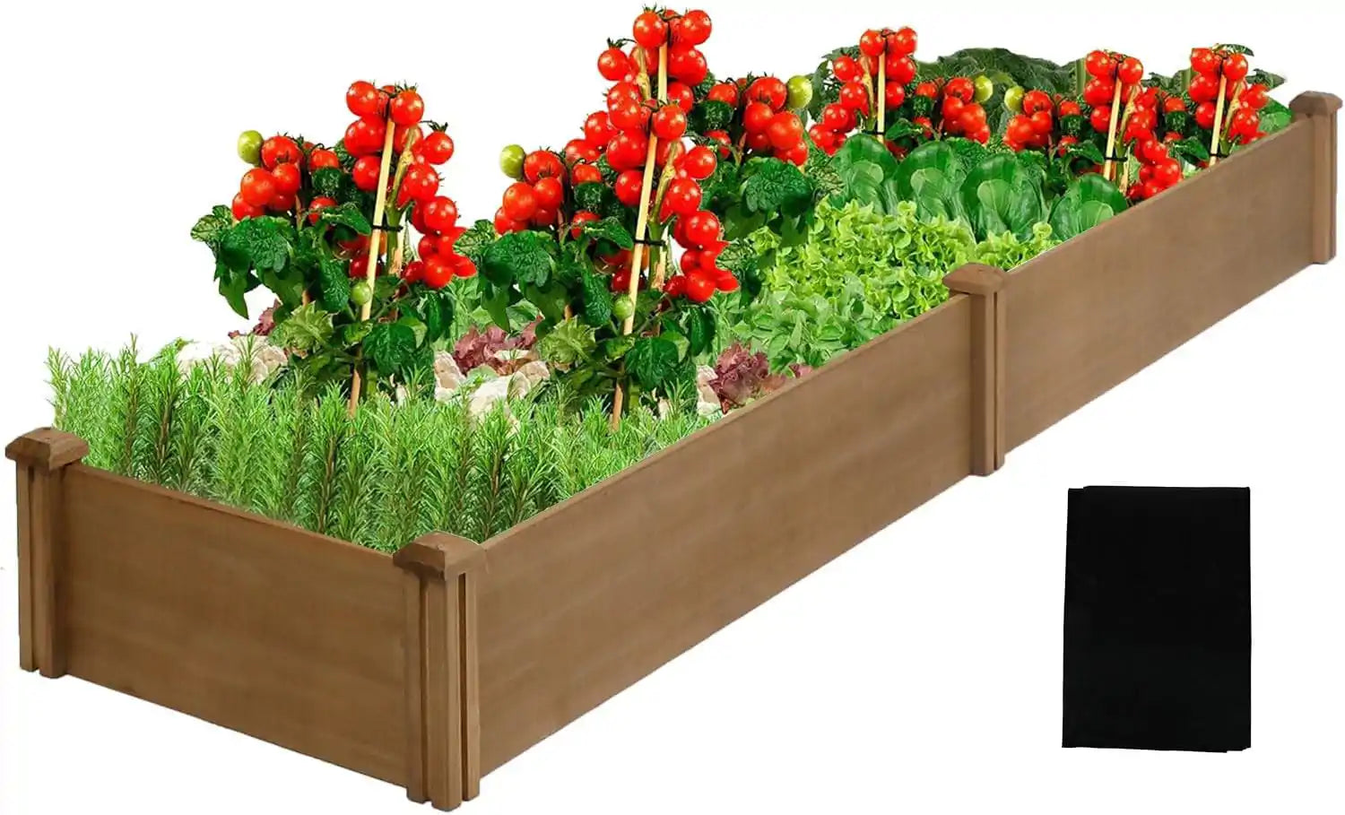 PETSCOSSET GF20 92.9″L Raised Garden Bed Wooden Planter Box Vegetable Garden Box for Outdoor Gardening, Brown