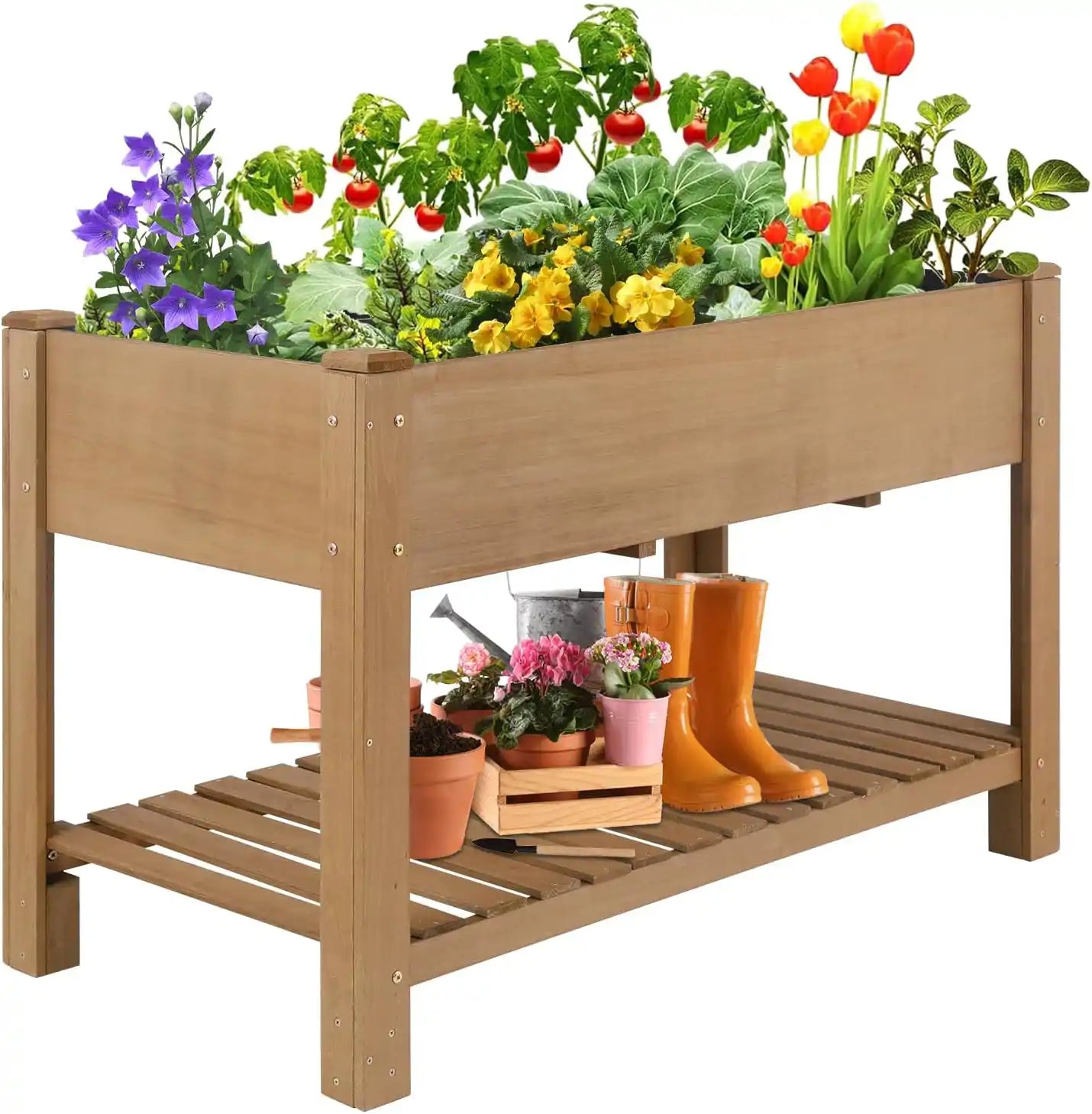PETSCOSSET GF29 46.65”L raised garden bed with legs and storage shelf