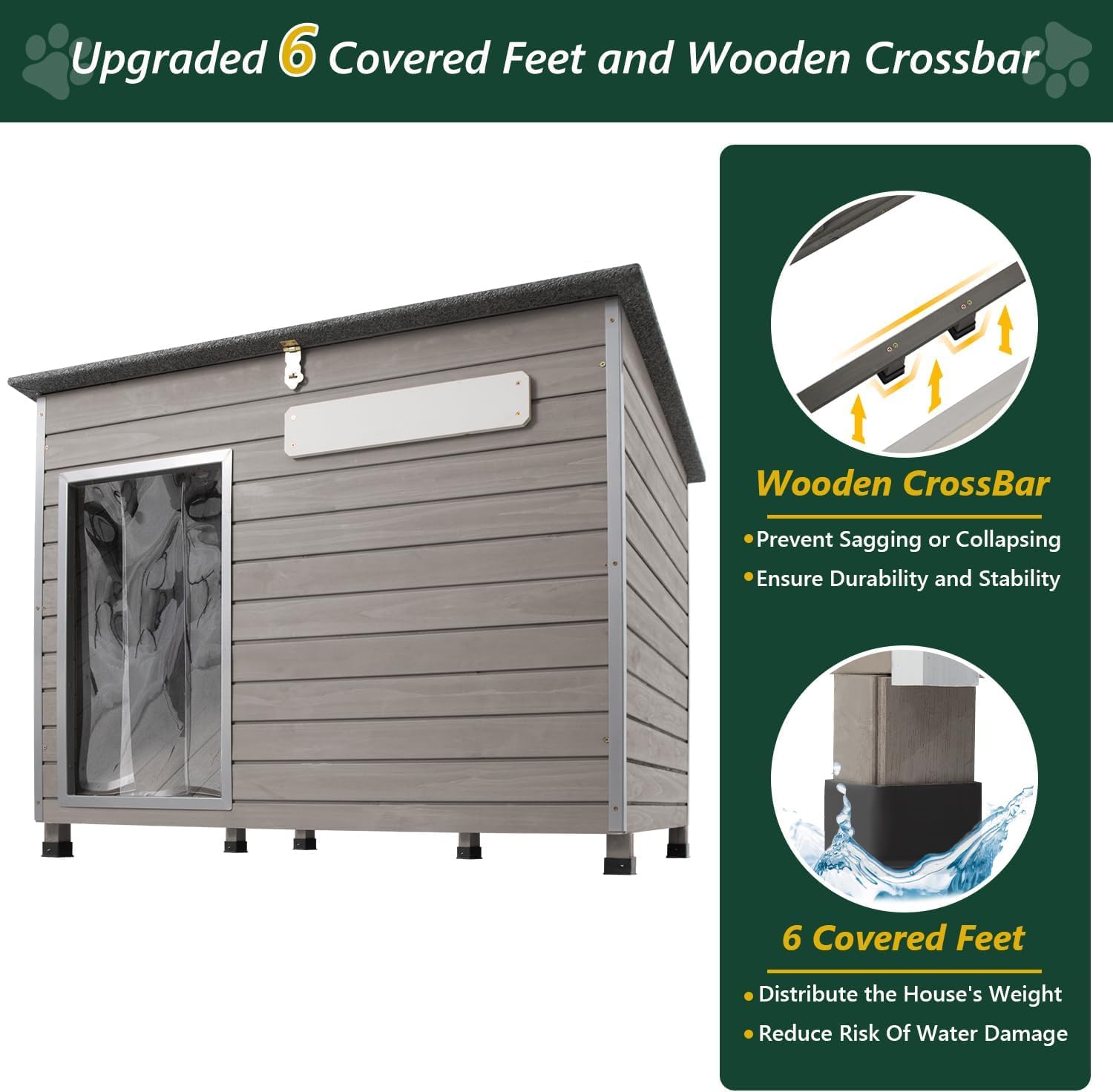 Large dog kennel with reinforced metal frame and wooden panels