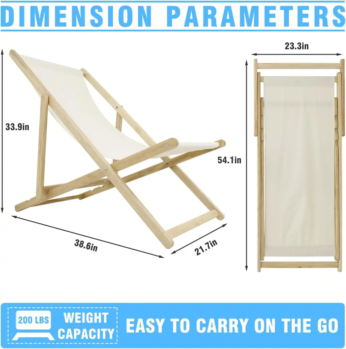 Foldable wooden deck chairs perfect for camping or patios