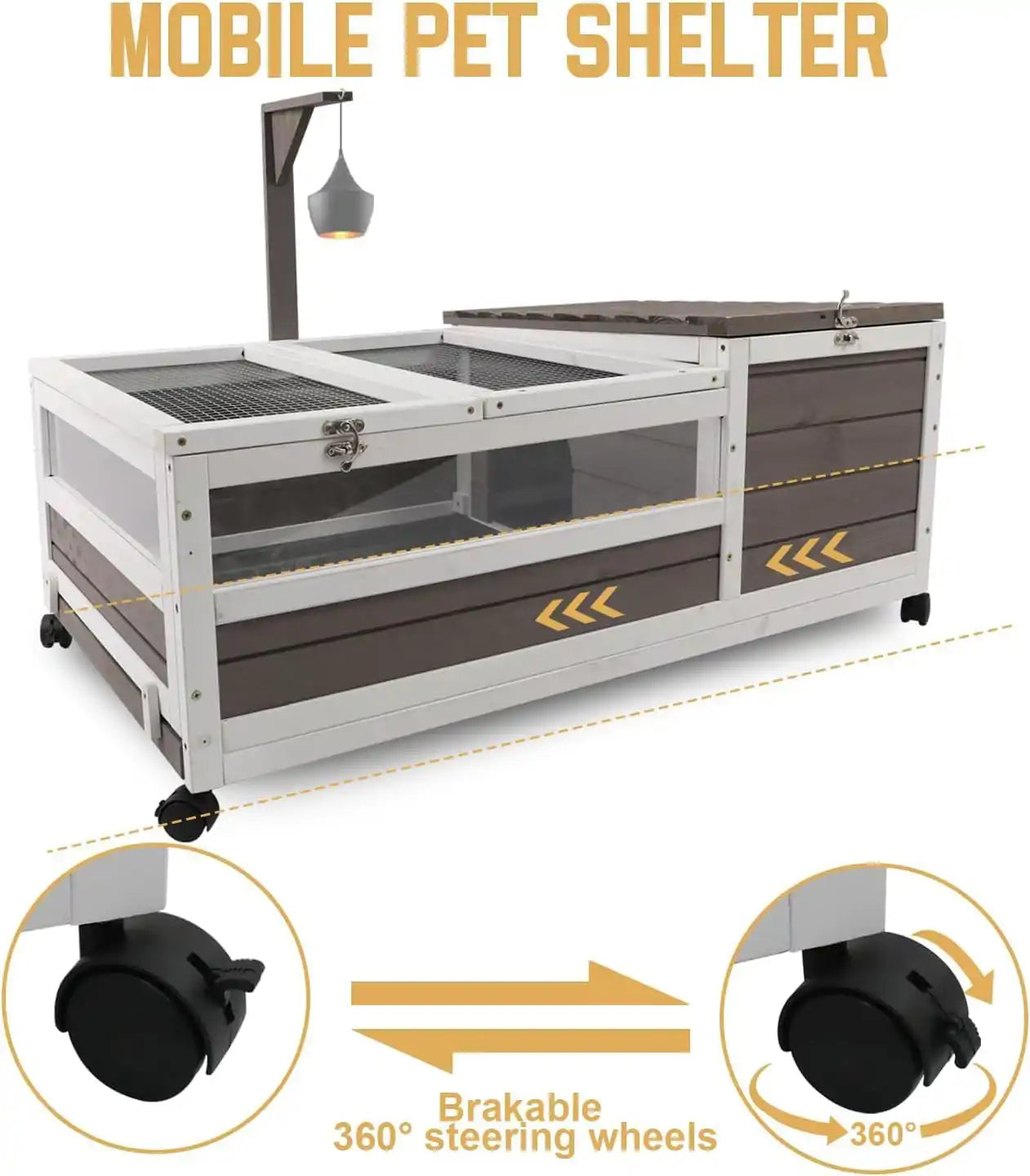 Tortoise house with sturdy wooden frame and rolling casters