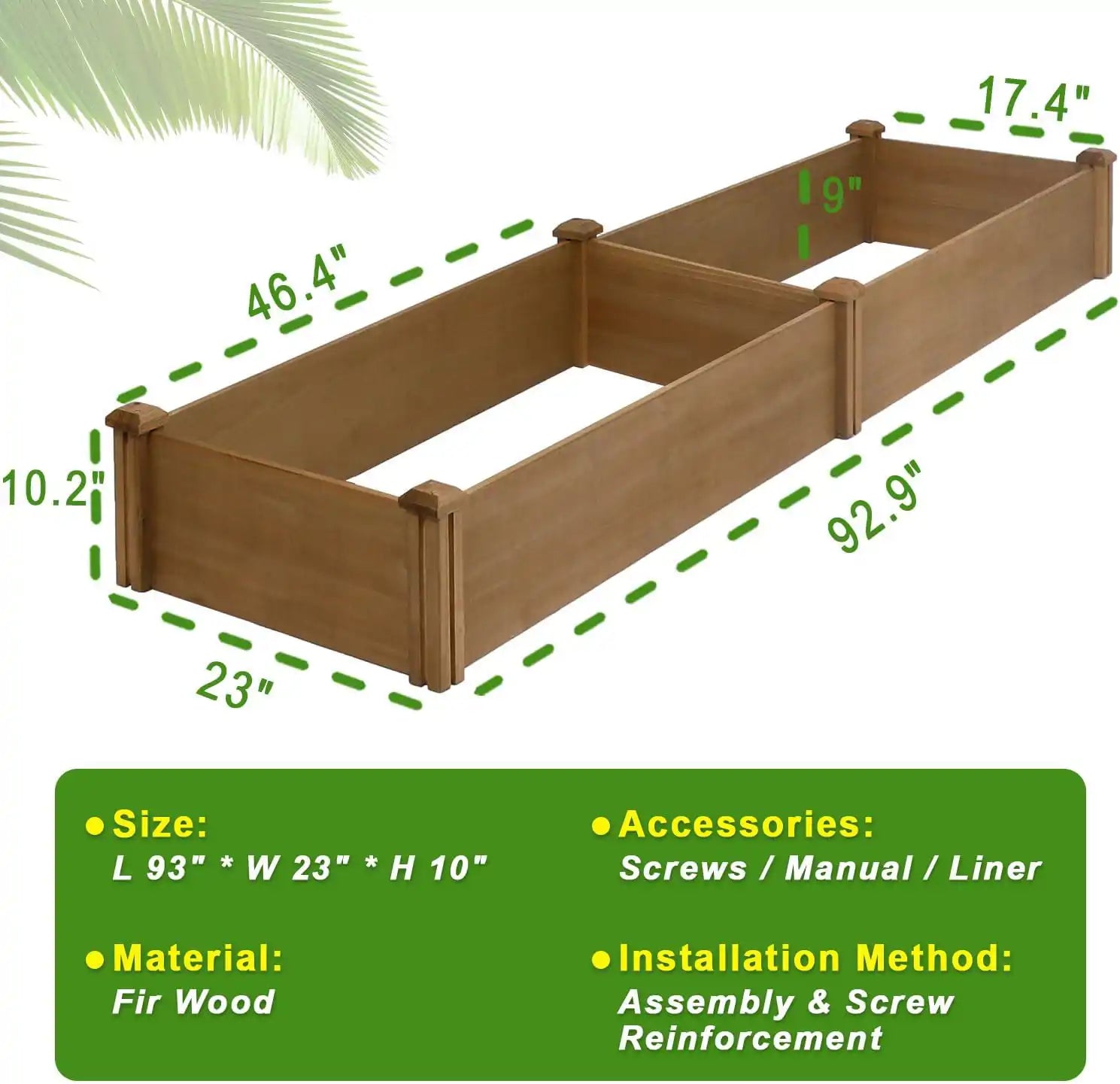 Outdoor brown planter box with reinforced wooden panels