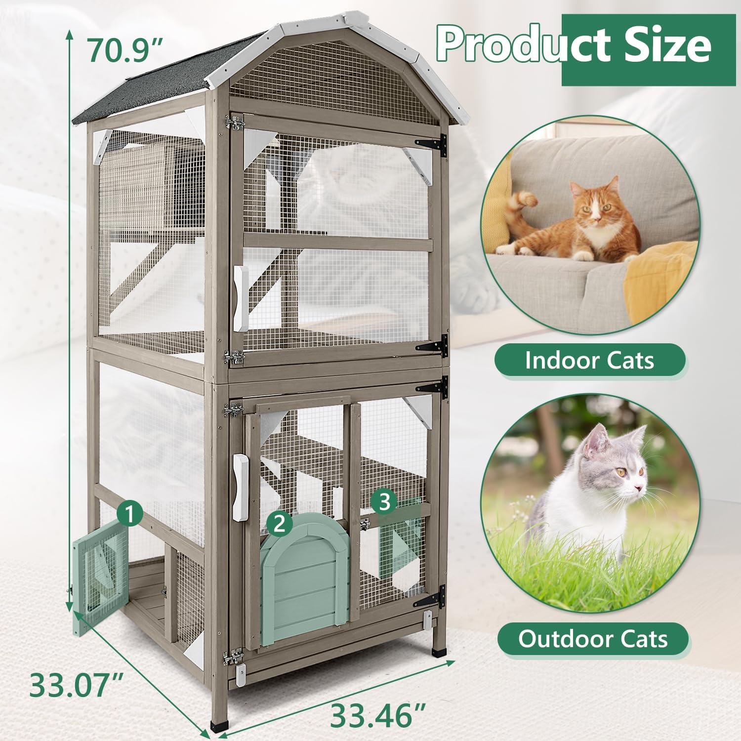 Weatherproof cat enclosure suitable for multiple cats