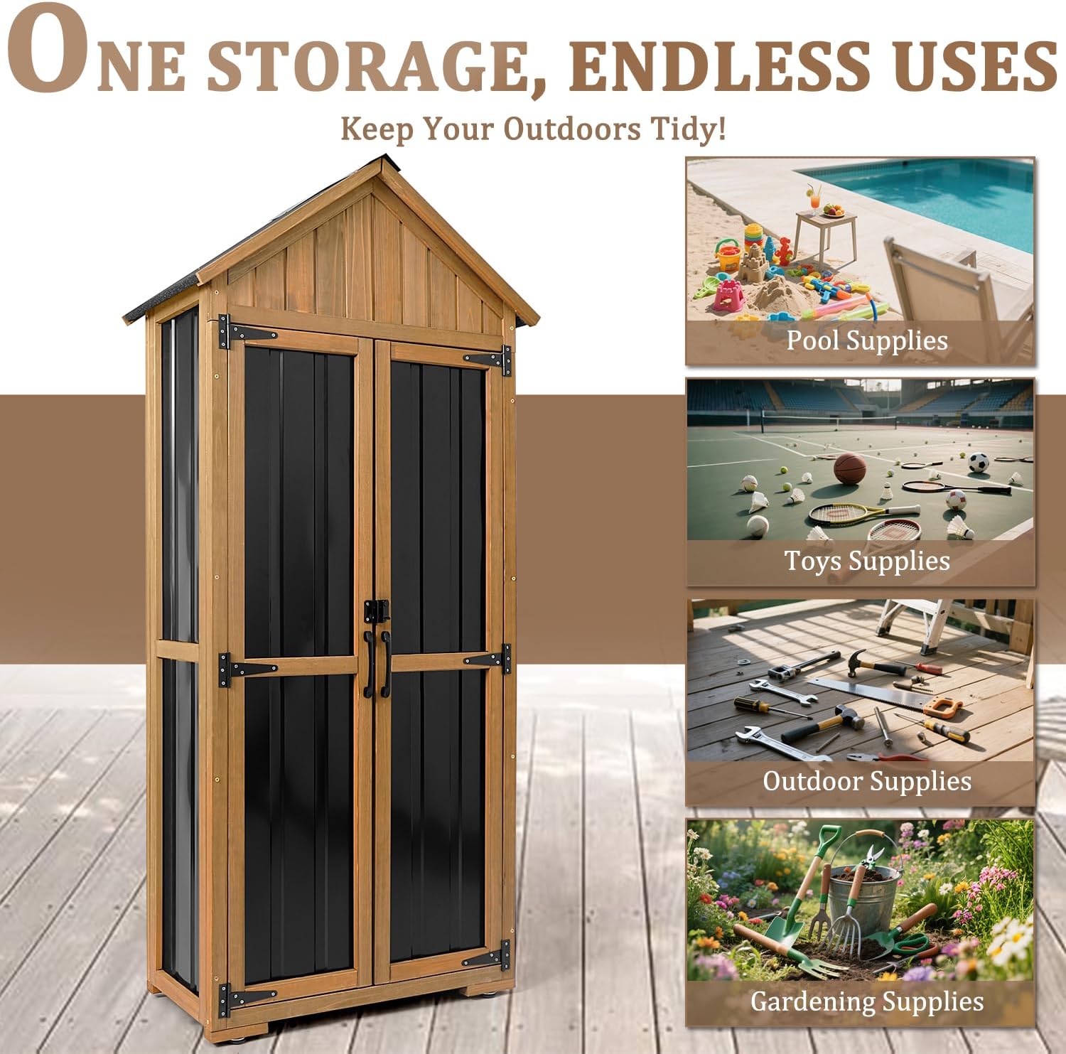 Side view of PETSCOSSET GF34 garden storage shed