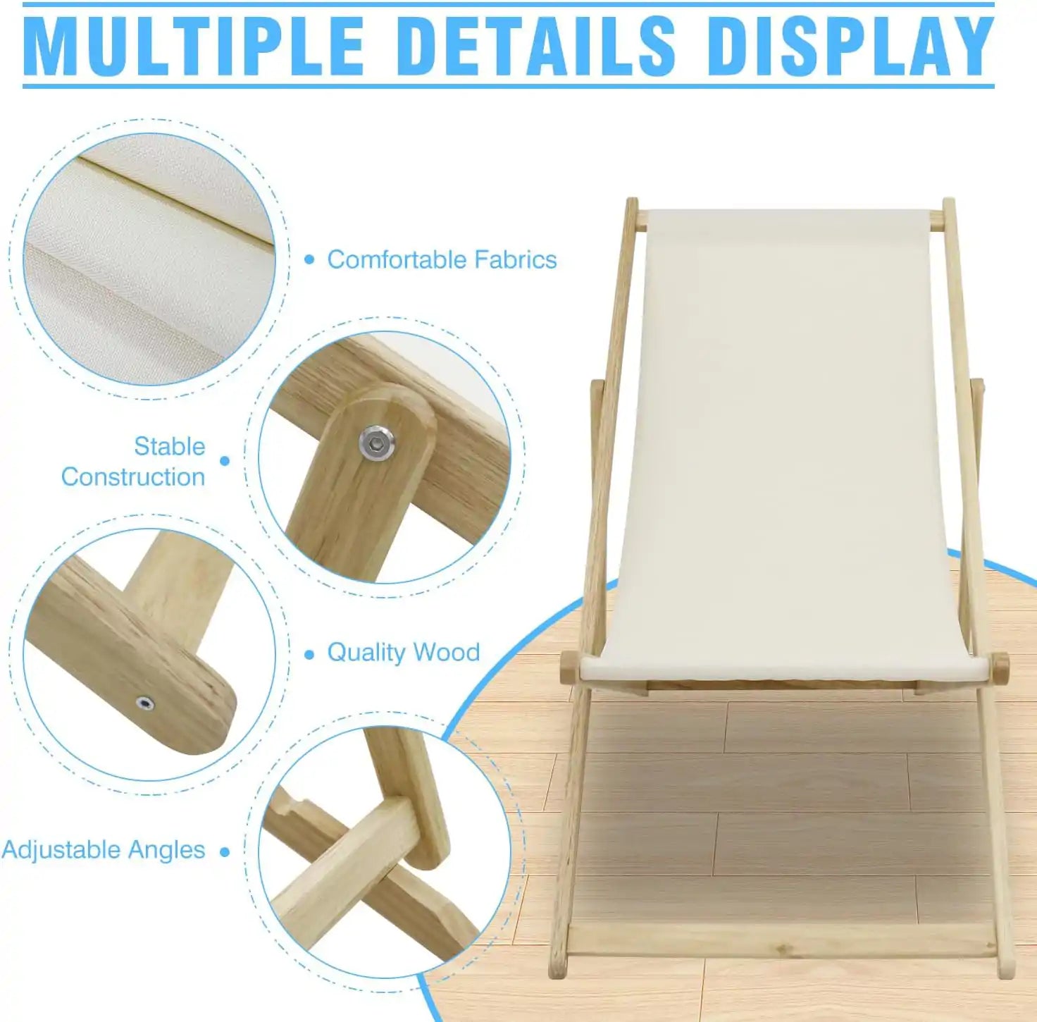 Wooden patio chairs with brown fabric seats and backrests