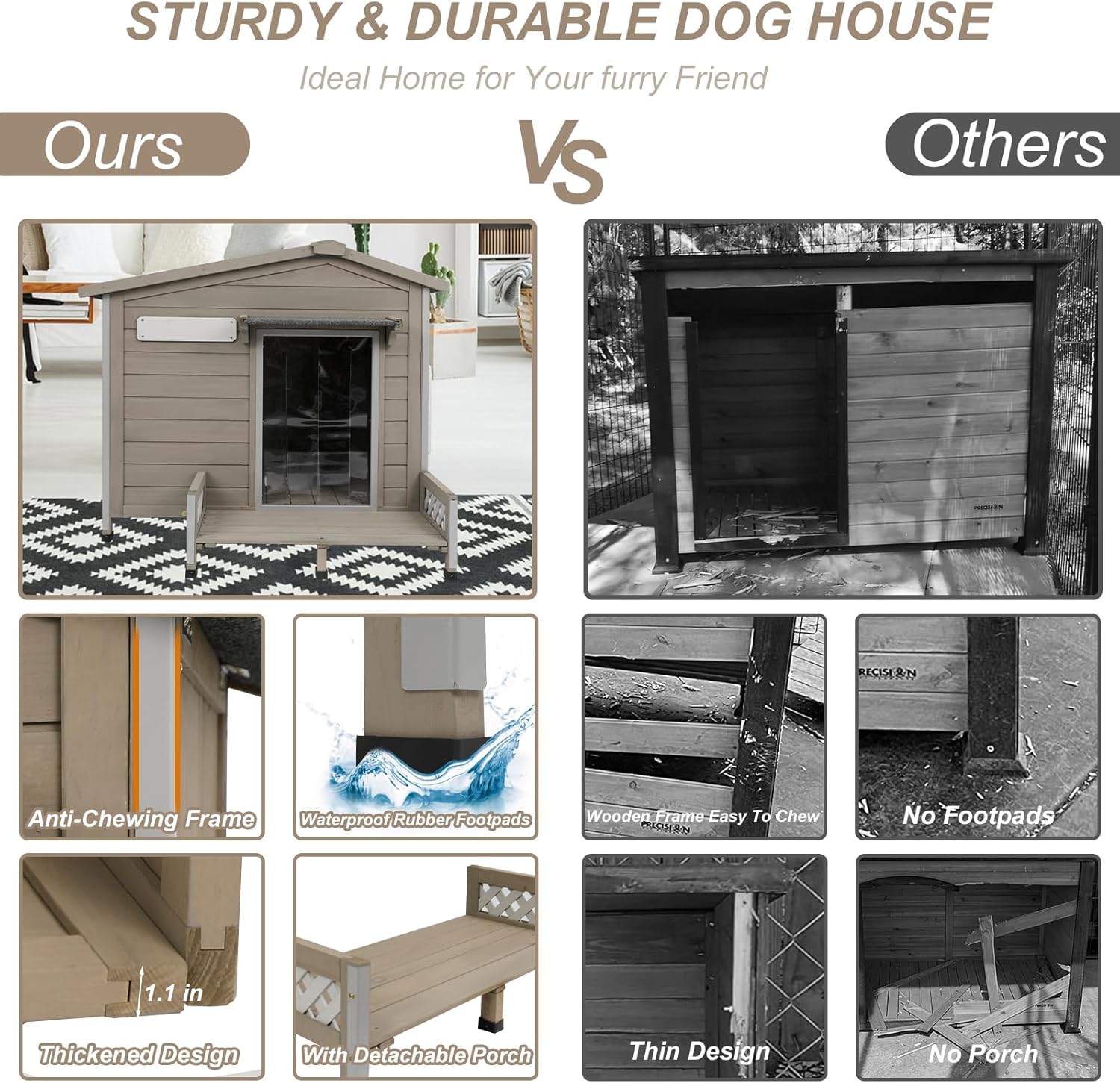 Outdoor dog kennel with sloped roof and sturdy wooden frame