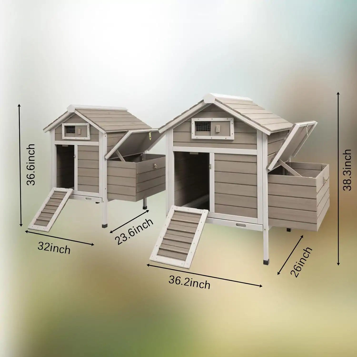 Wooden chicken house with weather-resistant asphalt roof